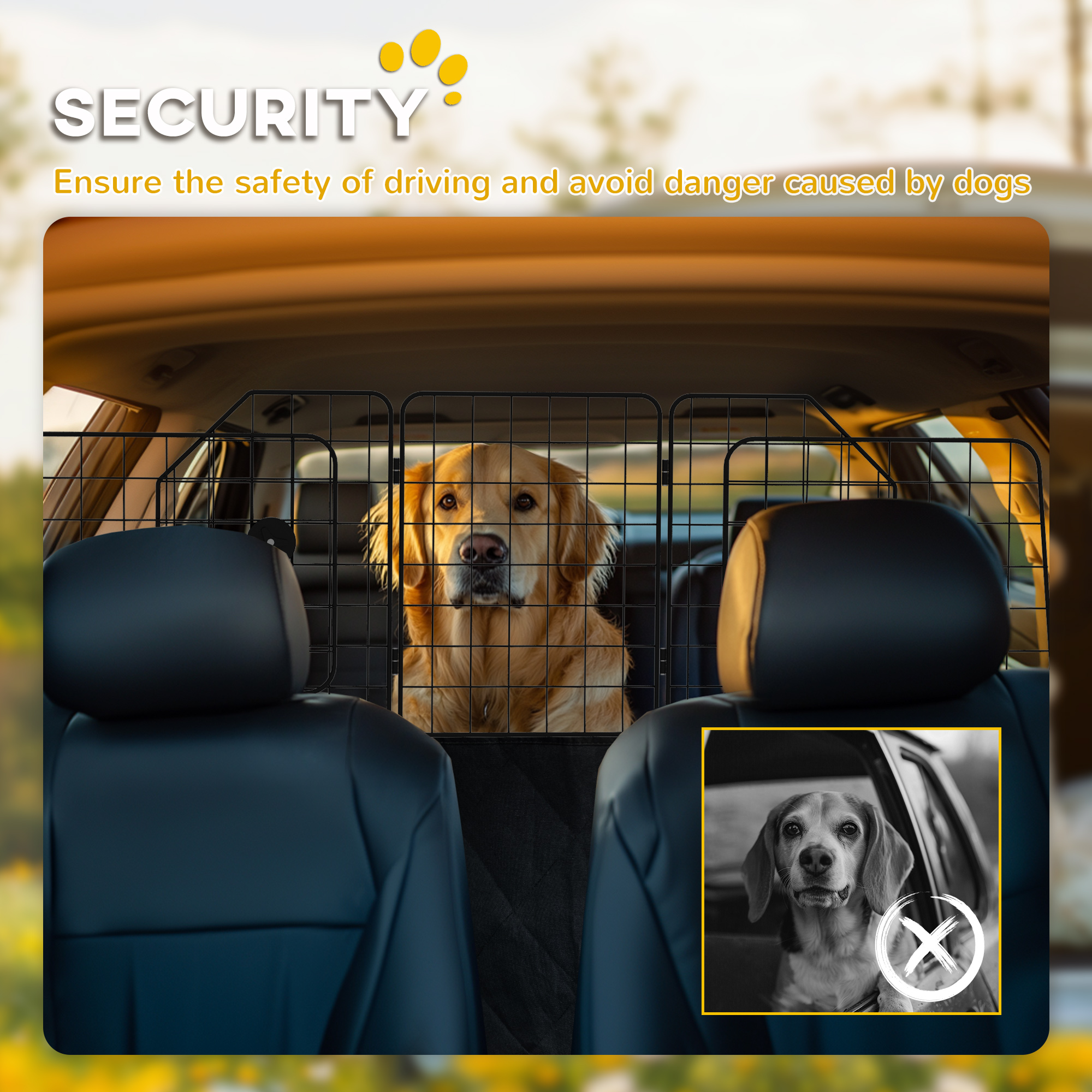 Dog Car Barrier for SUV, Adjustable Car Divider for Trunk Cargo Area, Heavy-Duty Steel Wire Mesh Barrier, Black