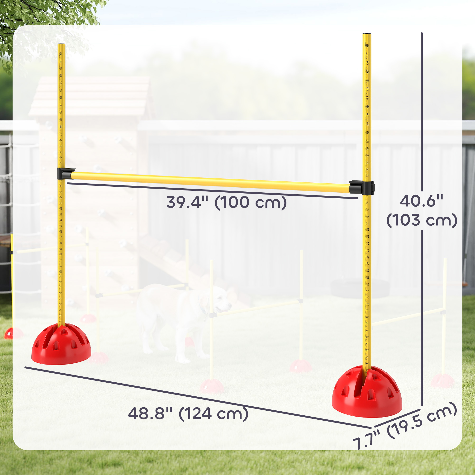 Dog Agility Training Equipment, 4 PCS Obstacle Course with Height Adjustable Jump Hurdle and Bag, Yellow - Image 3