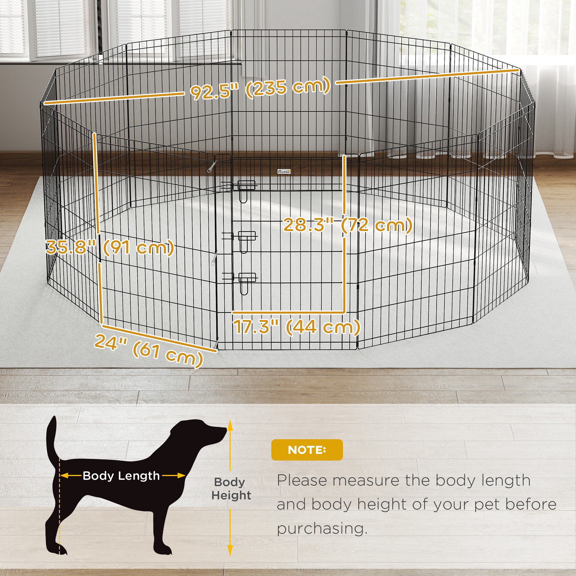 36inch Foldable Metal Exercise Pet Playpen Yard Dog Puppy Kennel Cage 12 Panels - Image 3
