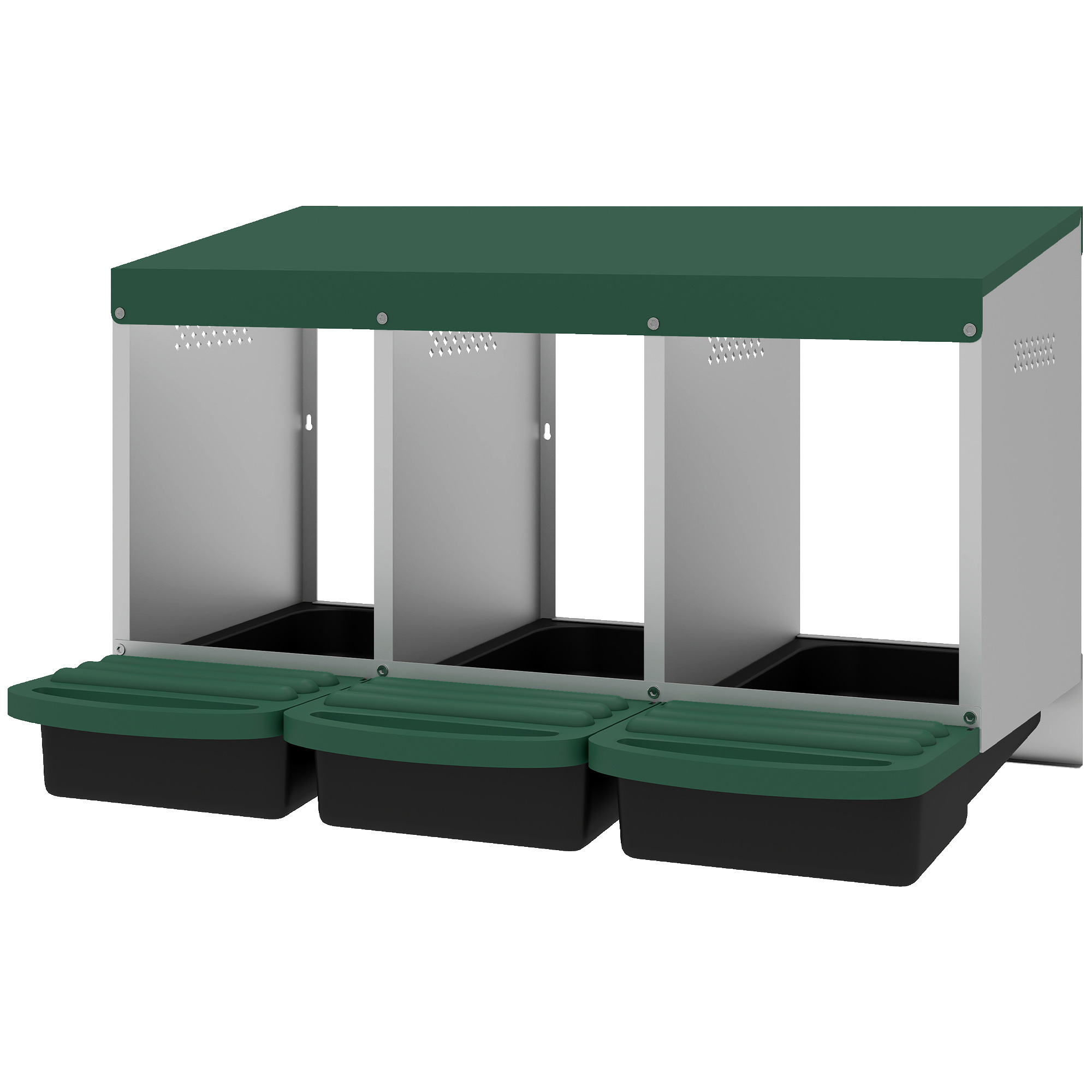 Chicken Nesting Boxes, 3 Compartment Metal Nesting Boxes for Chicken Coop, Egg Laying Boxes with Lid Cover