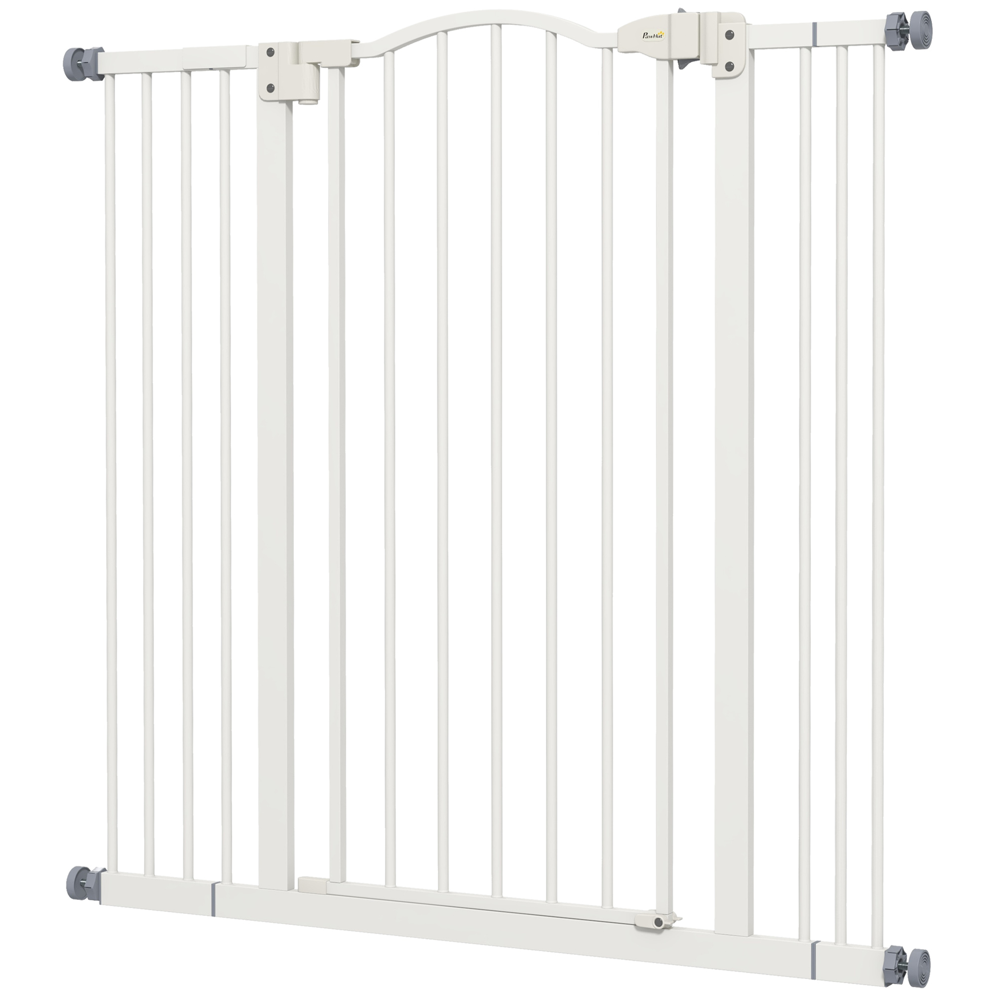 Extra Tall Dog Gate with Door, Pressure Fit, Auto Close, Double Locking for Doorways Hallways Stairs, 29"-39", White