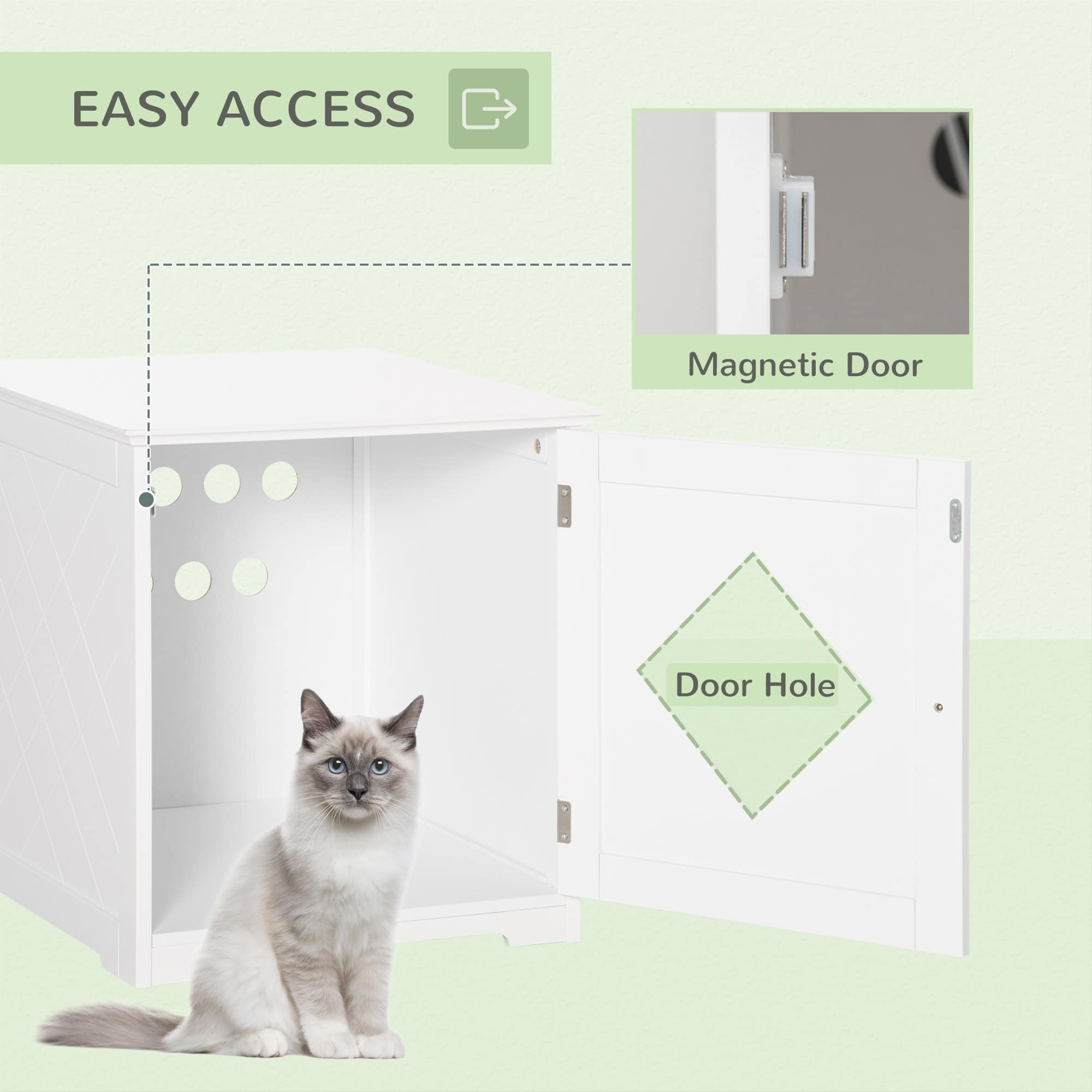 Cat Litter Box Enclosure End Table, Indoor Cat Washroom with Magnetic Door, Hidden Litter Box Nightstand with Large Tabletop, Easy Assembly, White
