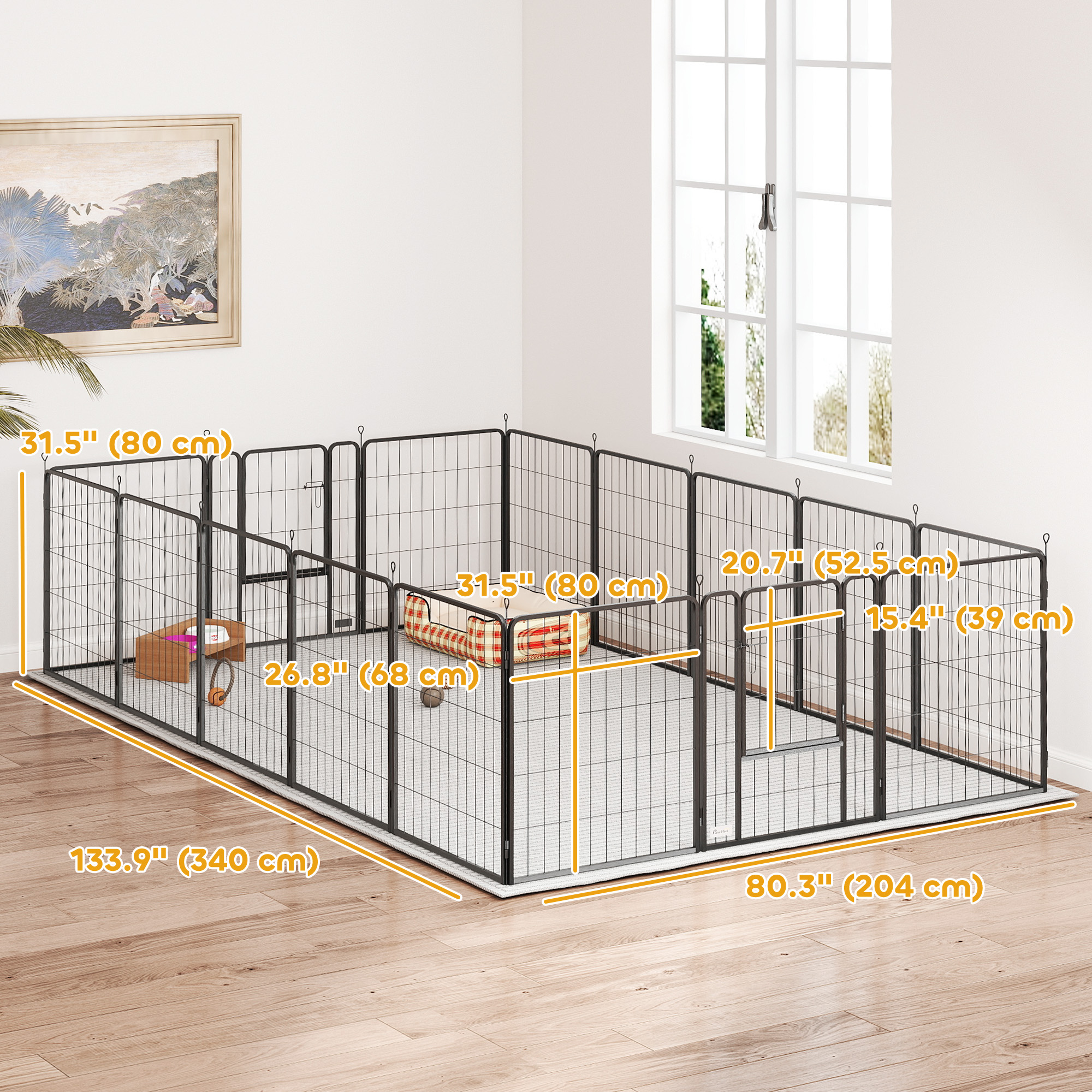 16 Panels Dog Playpen with Strap, Portable & DIY, for Medium Dogs, for Yard, RV, Camping, Garden, 31.5" H - Image 3