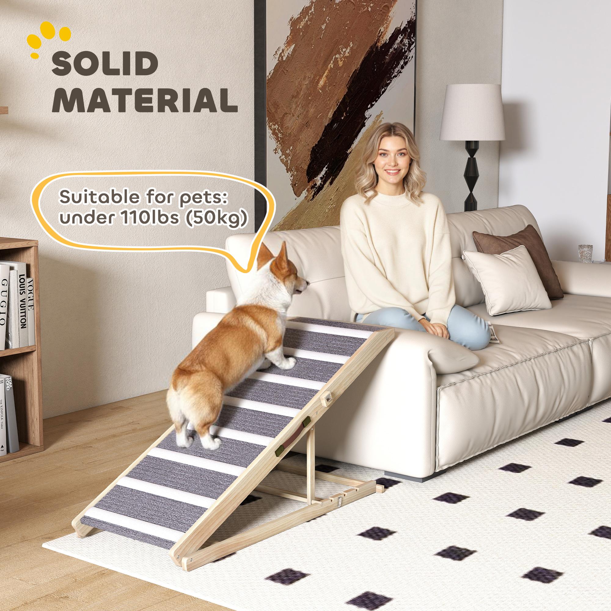 Dog Ramp for Couch, Foldable Pet Ramp for Small to Large Dog, 4 Adjustable Height from16" to 23.5" - Image 7