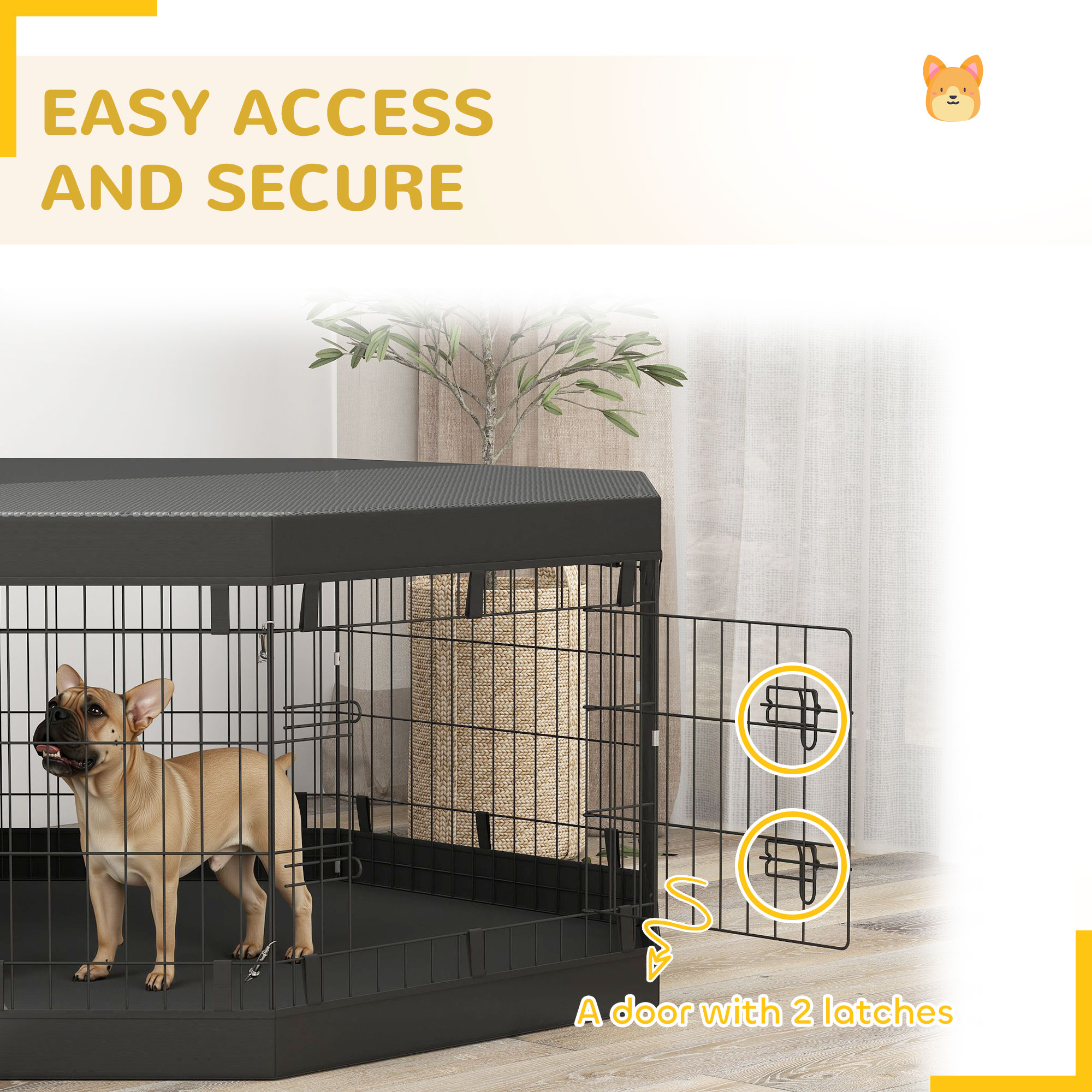 8 Panels Foldable Dog Playpen with Bottom Pad & Top Cover, 24" High