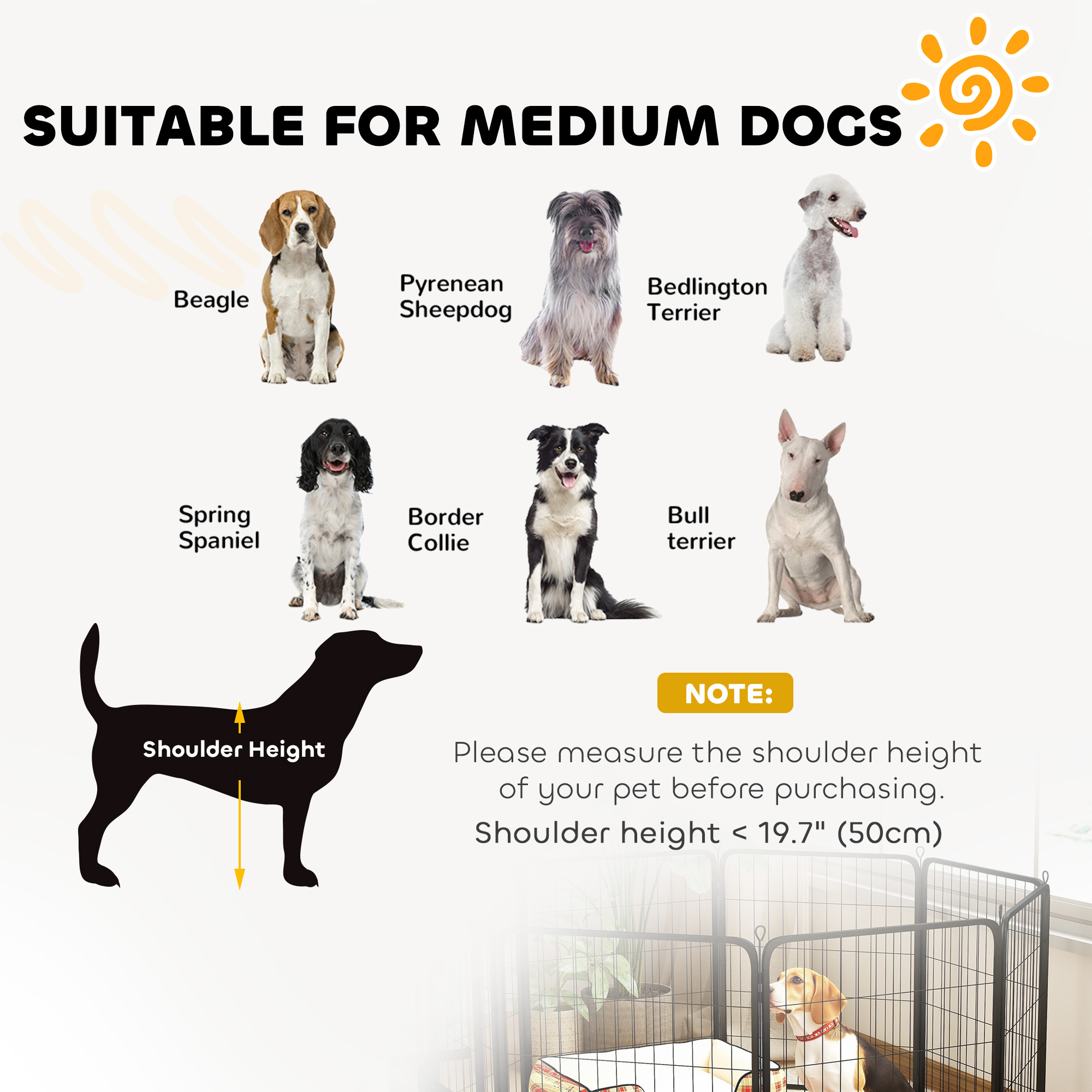 31.5" Dog Playpen Indoor Outdoor, Portable Foldable 8 Panels Pet Playpen with Door & Strap for Medium Dogs