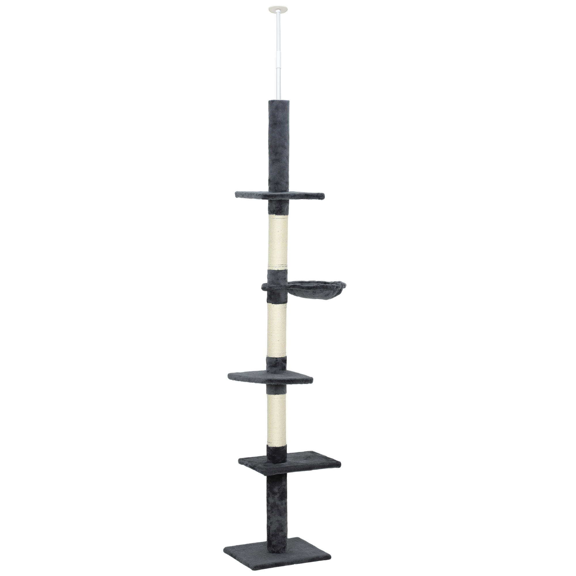 8.5ft Cat Climbing Tree 5-Tier Kitty Activity Center with Scratching Post Dark Grey