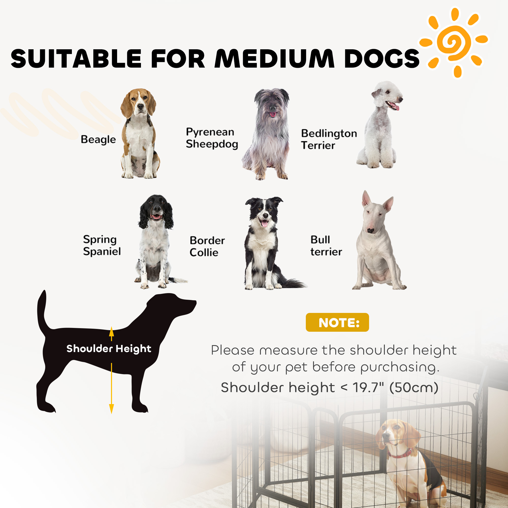 6 Panels Heavy Duty Dog Playpen Outdoor Indoor with Door & Strap, 31.5" Height Portable & Foldable Pet Playpen