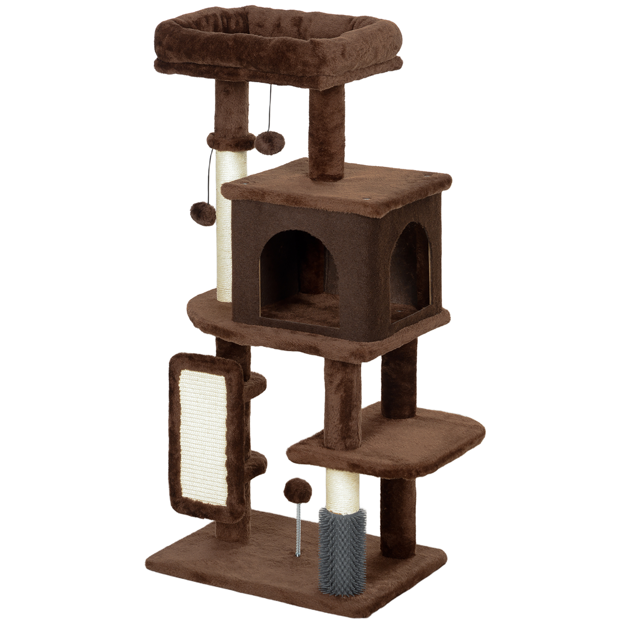 41 Inch Cat Tree with Scratching Posts, Cat Bed, Condo, Grooming Brush, Jumping Platforms, Toy Balls, Anti-tip Kit