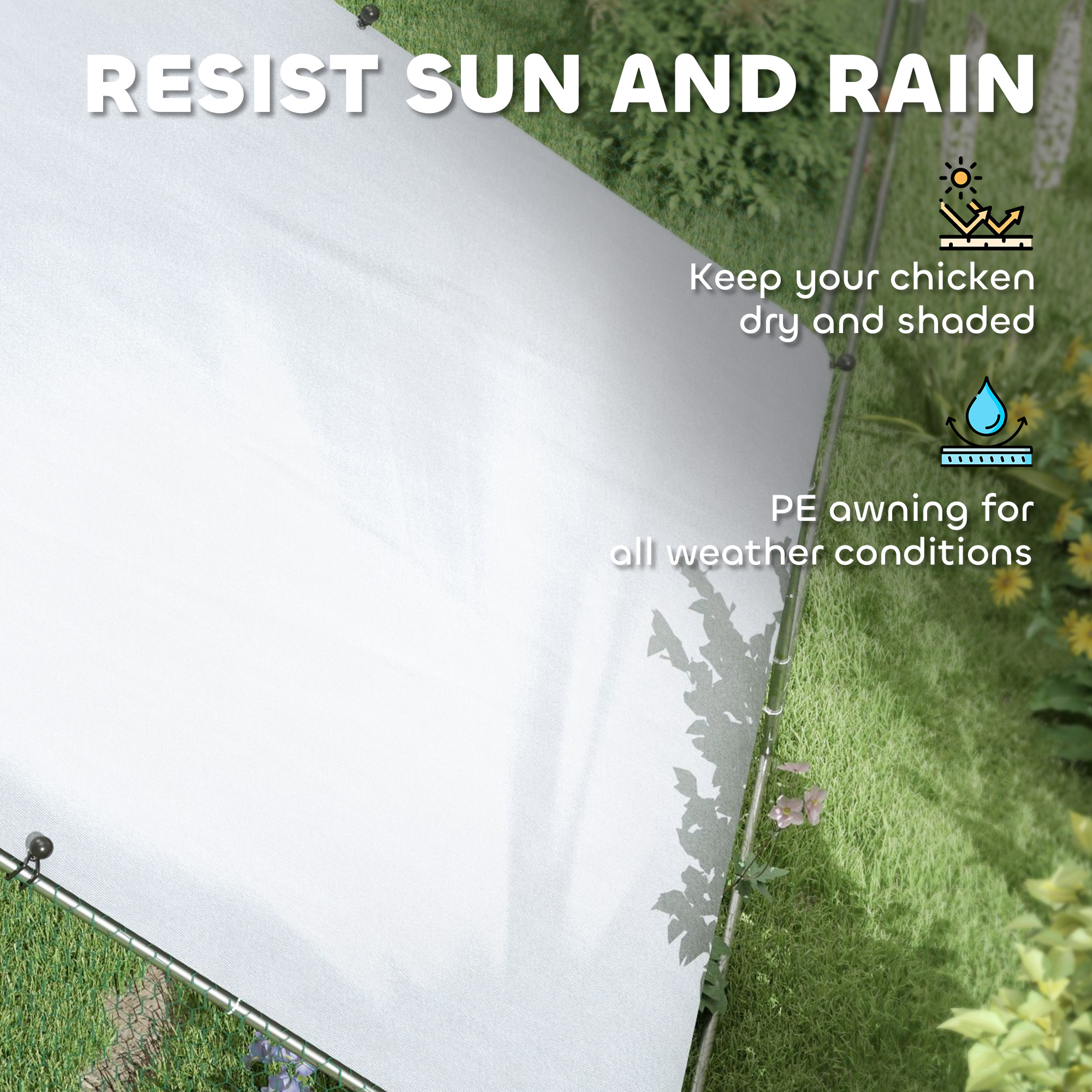 Metal Chicken Coop with Water & UV Protection Cover for Backyard Hen, Duck, Rabbit, 9.8' x 32.8' x 6.4'