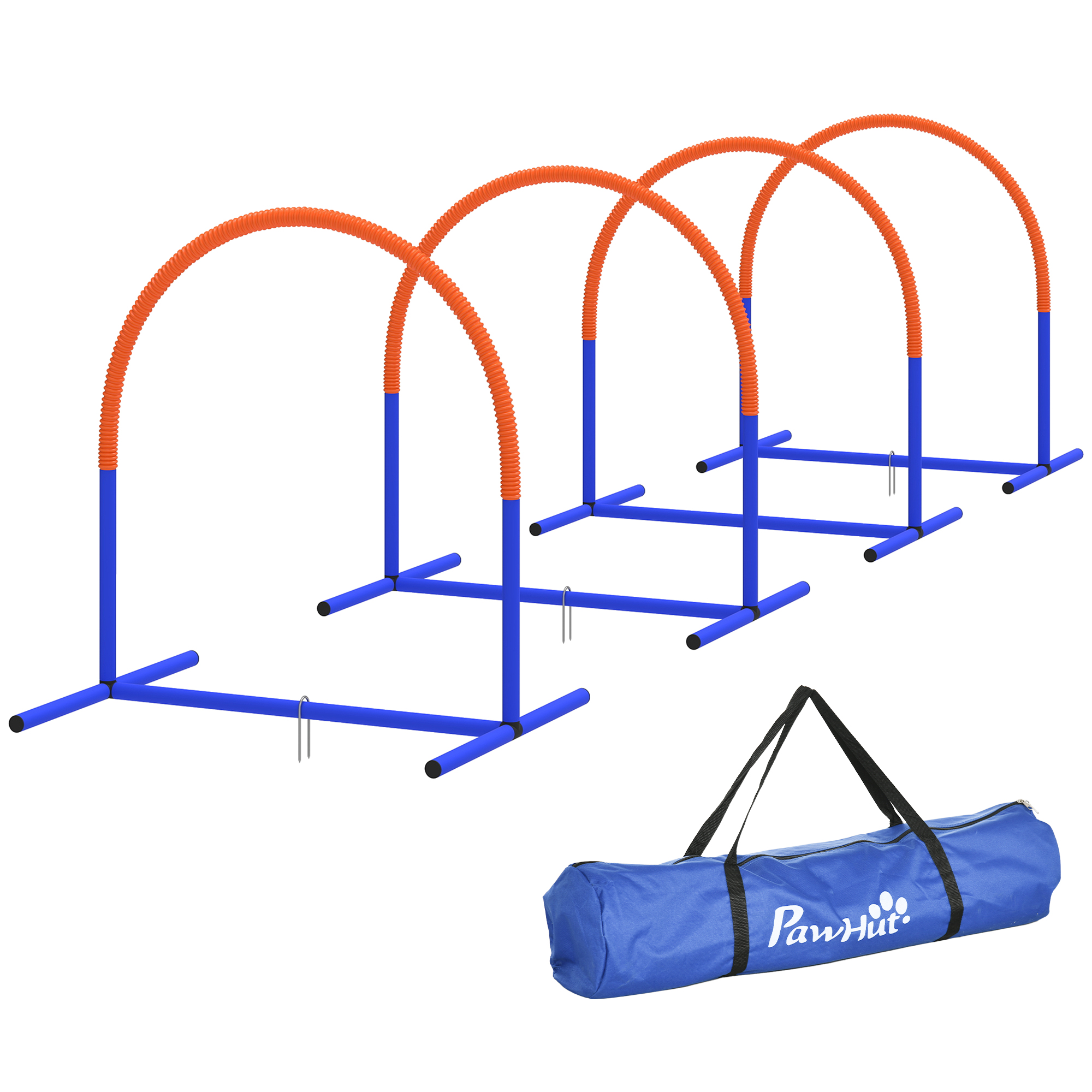 Dog Agility Training Equipment, 4 PCS Obstacle Course with Carrying Bag for Old Dogs, for Backyard, Outdoor, Blue