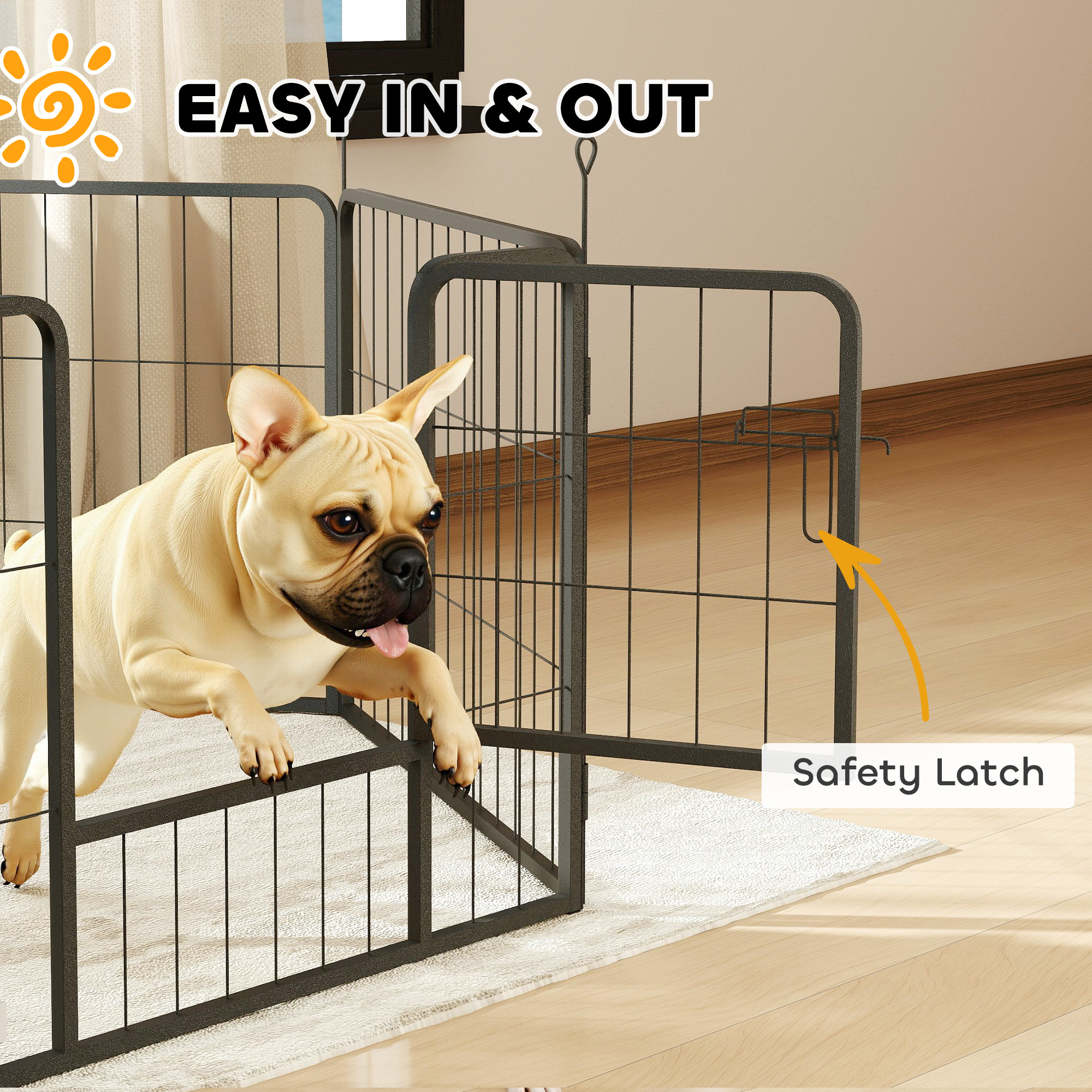 Heavy Duty Dog Playpen with Door for Small Dogs, 6 Panels, 23.5"H