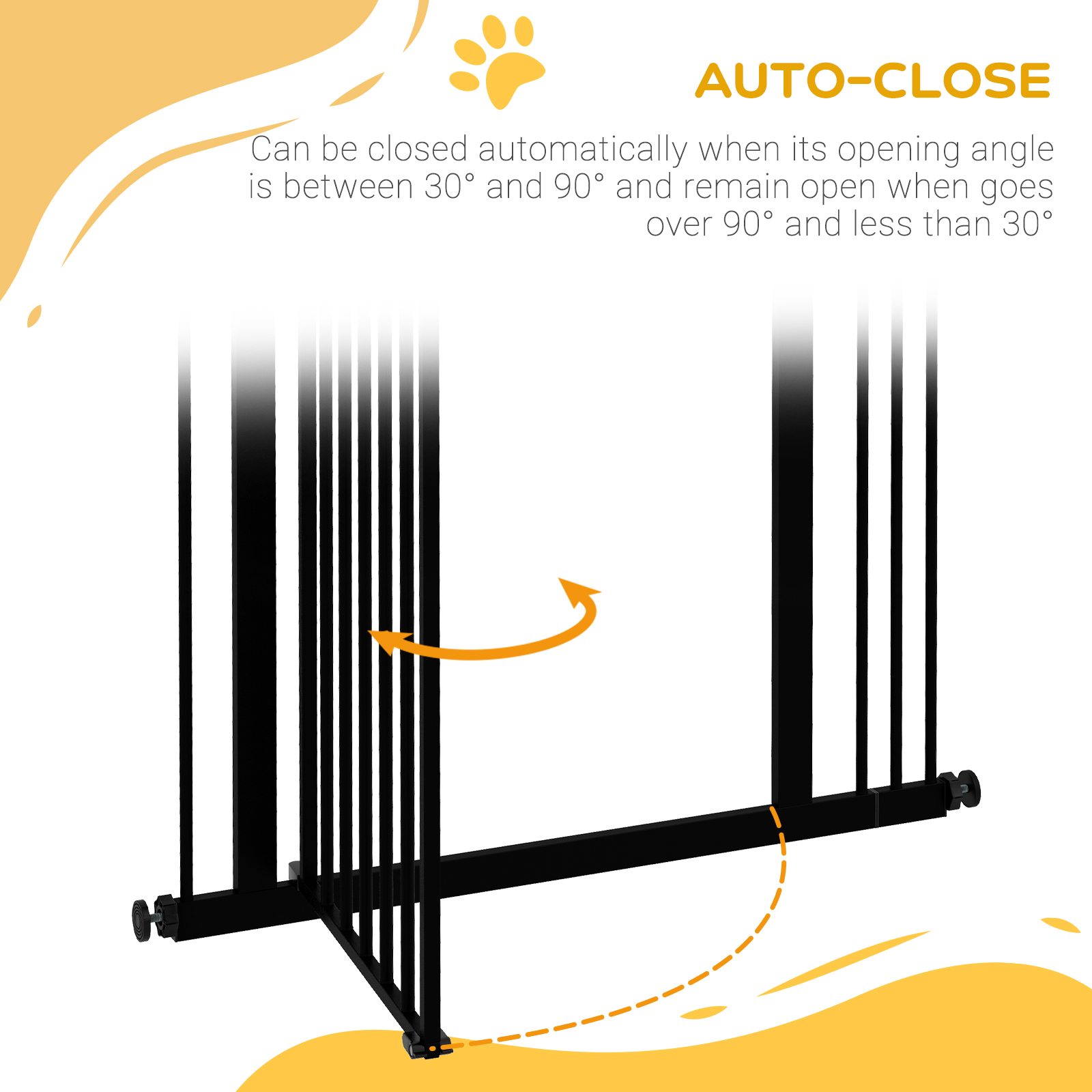 Extra Tall Dog Gate with Door, Pressure Fit, Auto Close, Double Locking for Doorways Hallways Stairs, 29"-34", Black