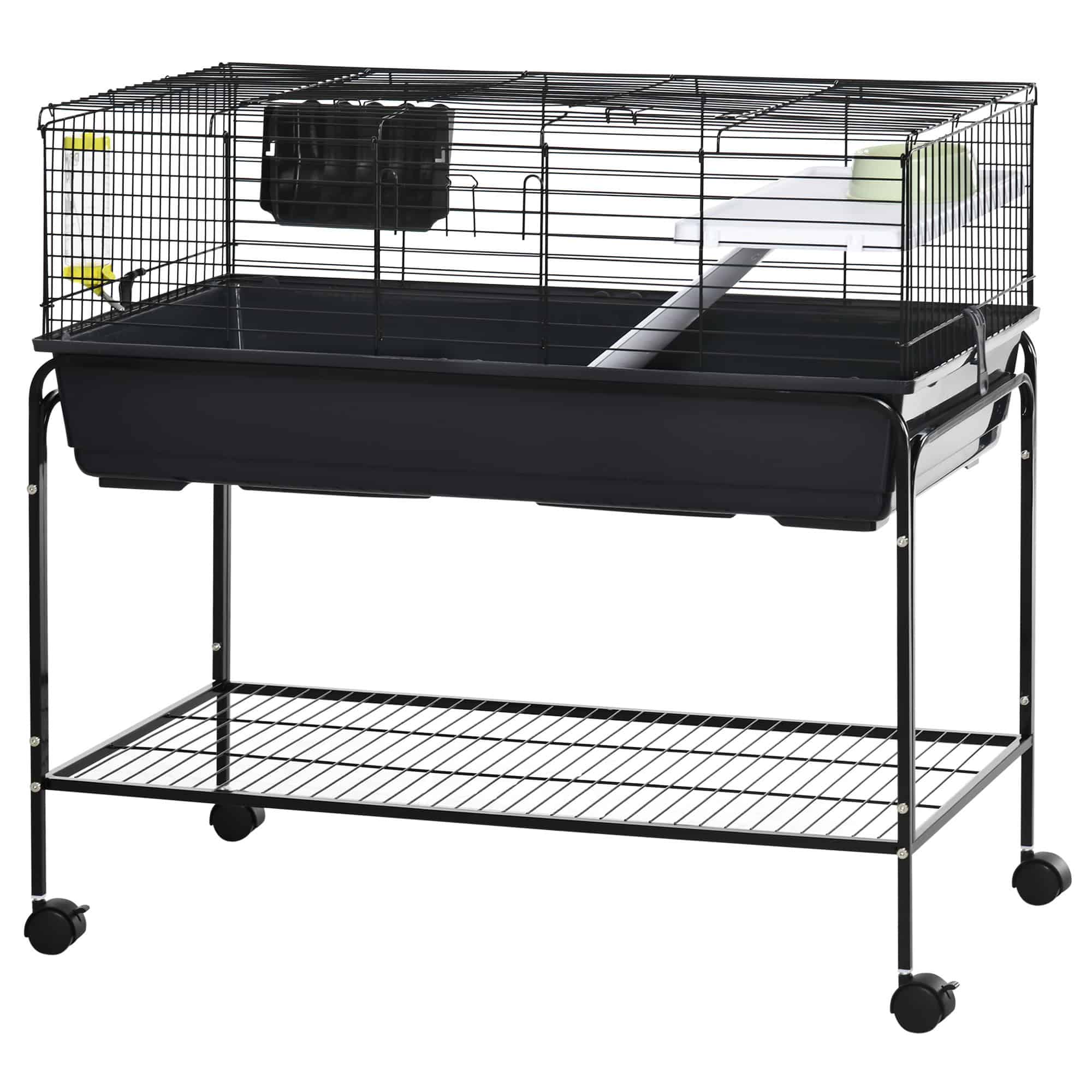Small Animal Cage Deluxe Pet Habitat Rolling Rabbit Hutch for Bunny Guinea Pig Pet Mink Chinchilla