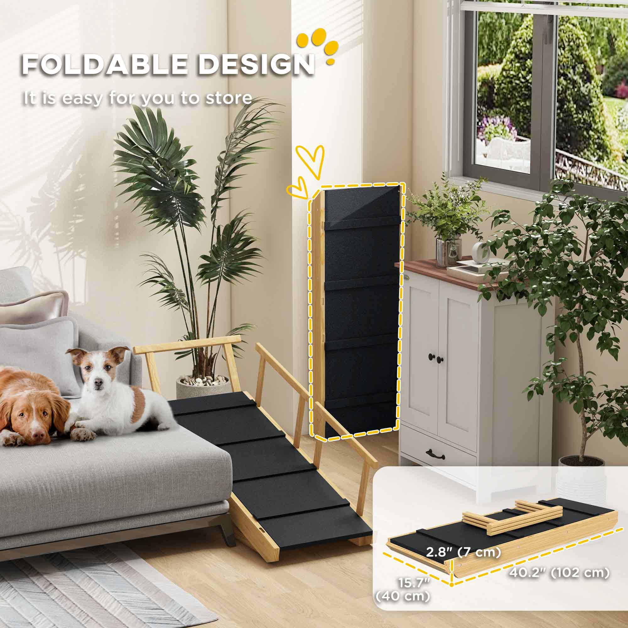 Adjustable Dog Stairs Foldable Dog Steps with Non-slip Mat for Small to Large Dogs for High Bed Sofa Couch
