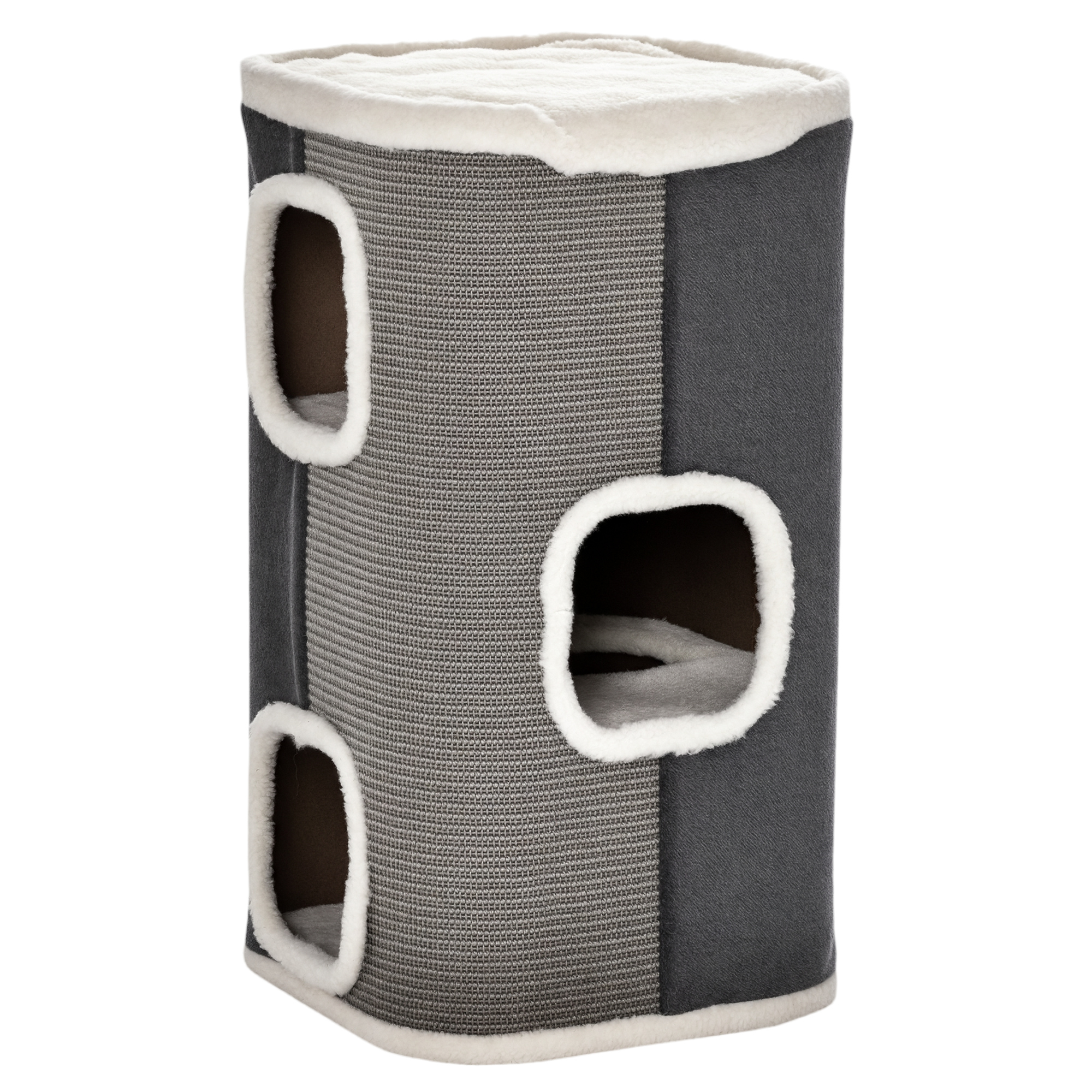 4-Story Cat House for Indoor, Cat Condo with Sisal Scratching Surface, Removable Cushion, 16" x 16" x 29", Grey