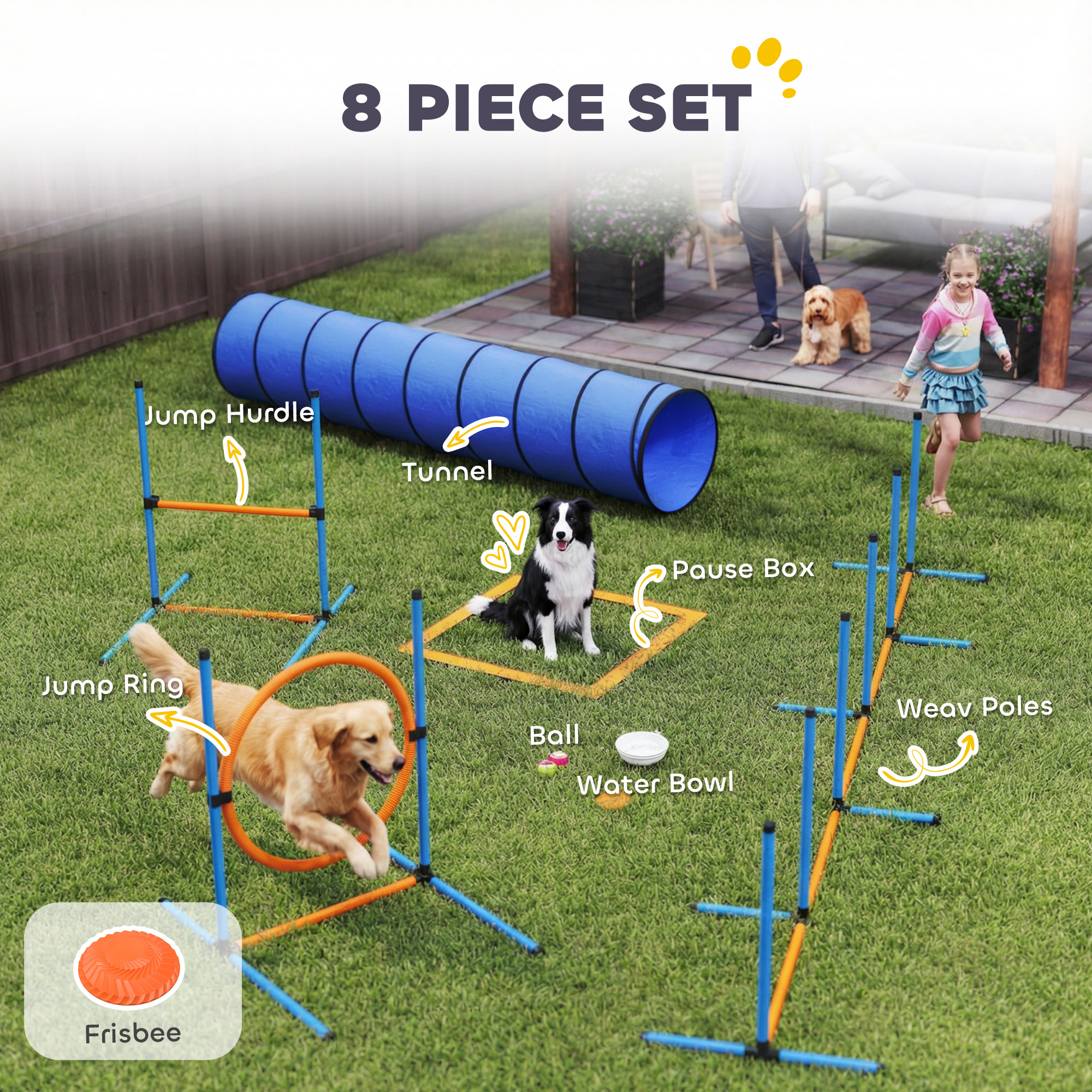 Dog Agility Training Equipment, 8PCS Dog Obstacle Course Starter Kit with Carrying Bag