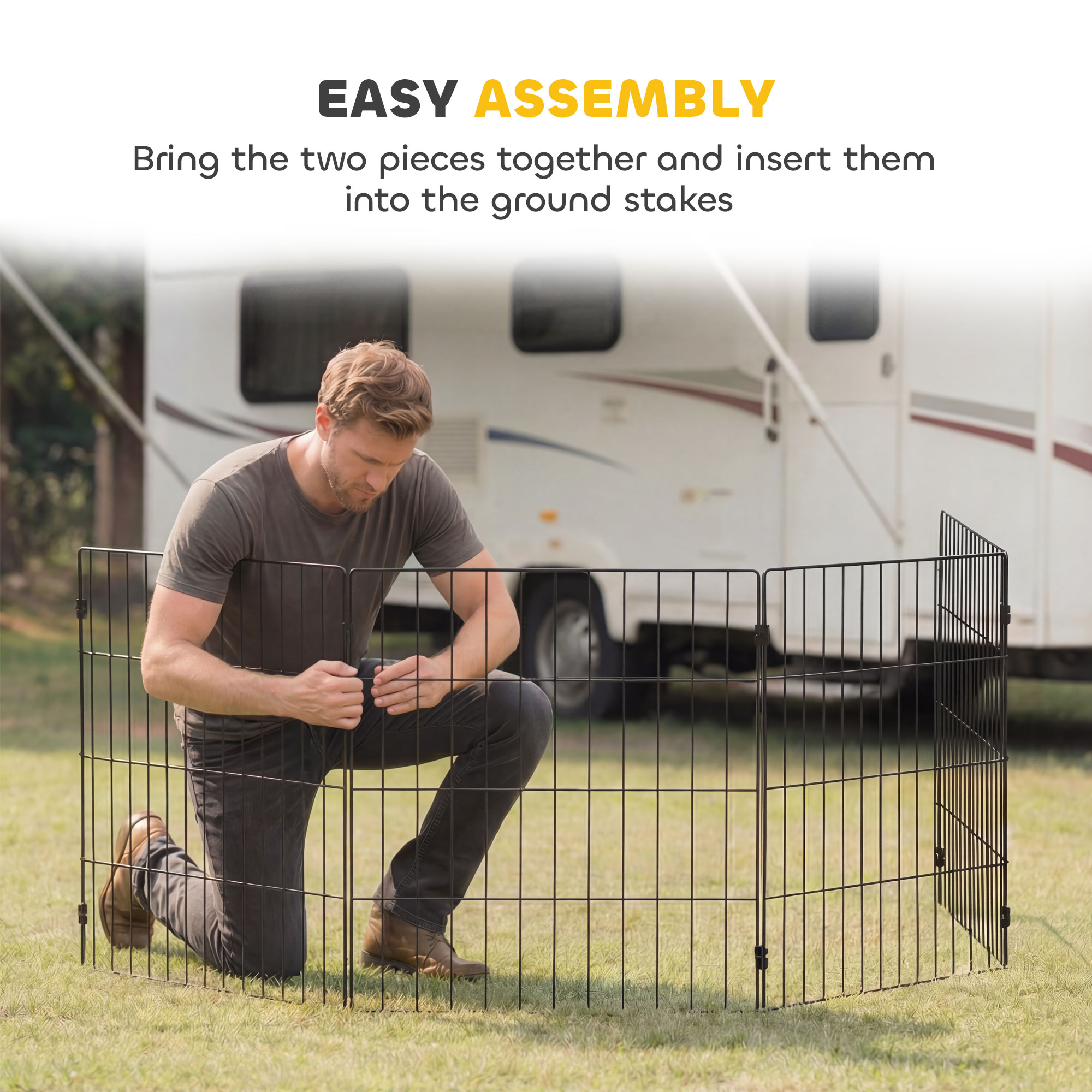 Foldable Metal Exercise Dog Playpen, Expandable Pet Fence Indoor Outdoor Use for Small Dogs, 20" x 24", 8 Panels, Black