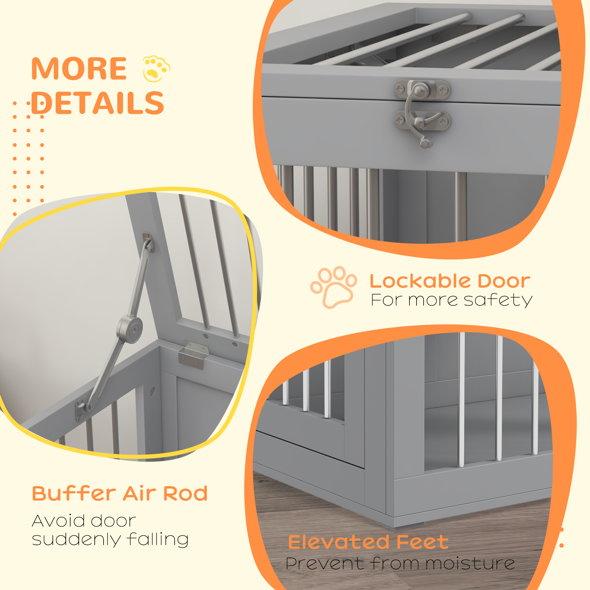 31.5" Dog Crate Furniture with Double Doors, for Medium Dogs, Grey