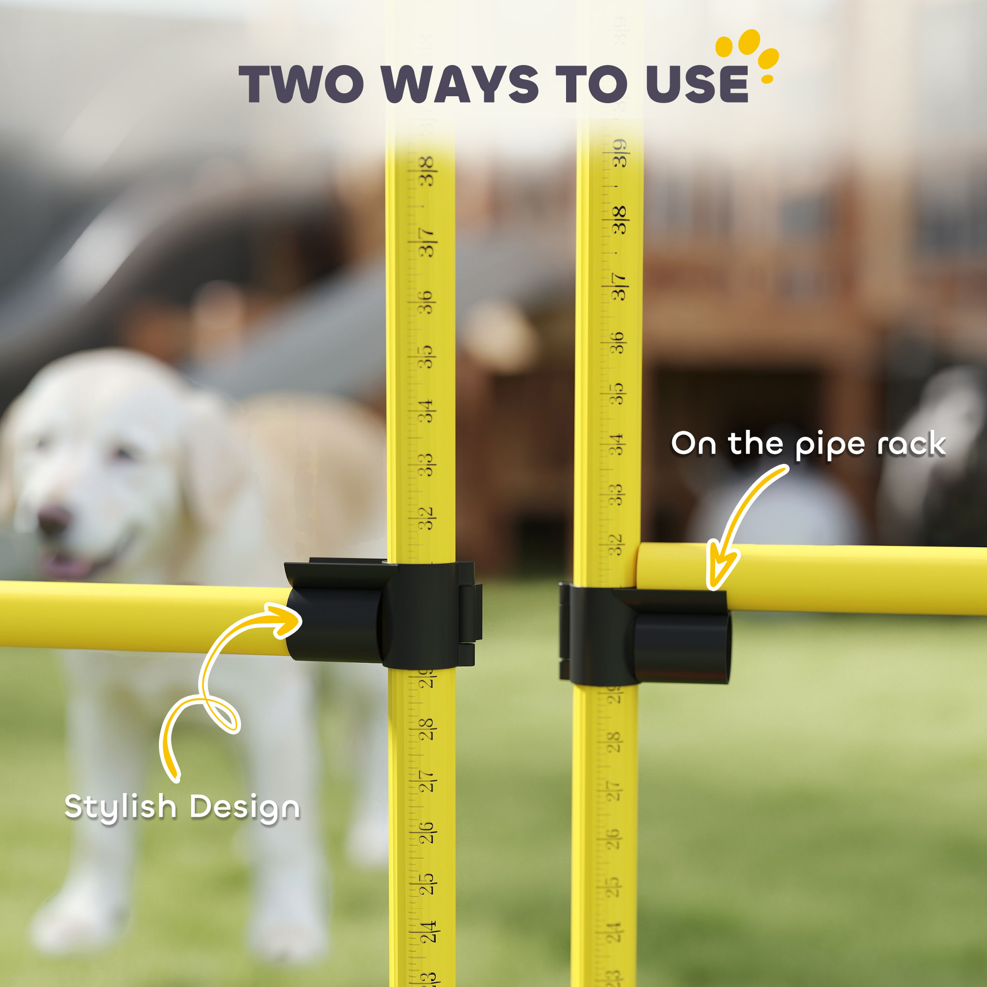 Dog Agility Training Equipment, 4 PCS Obstacle Course with Height Adjustable Jump Hurdle and Bag, Yellow - Image 5