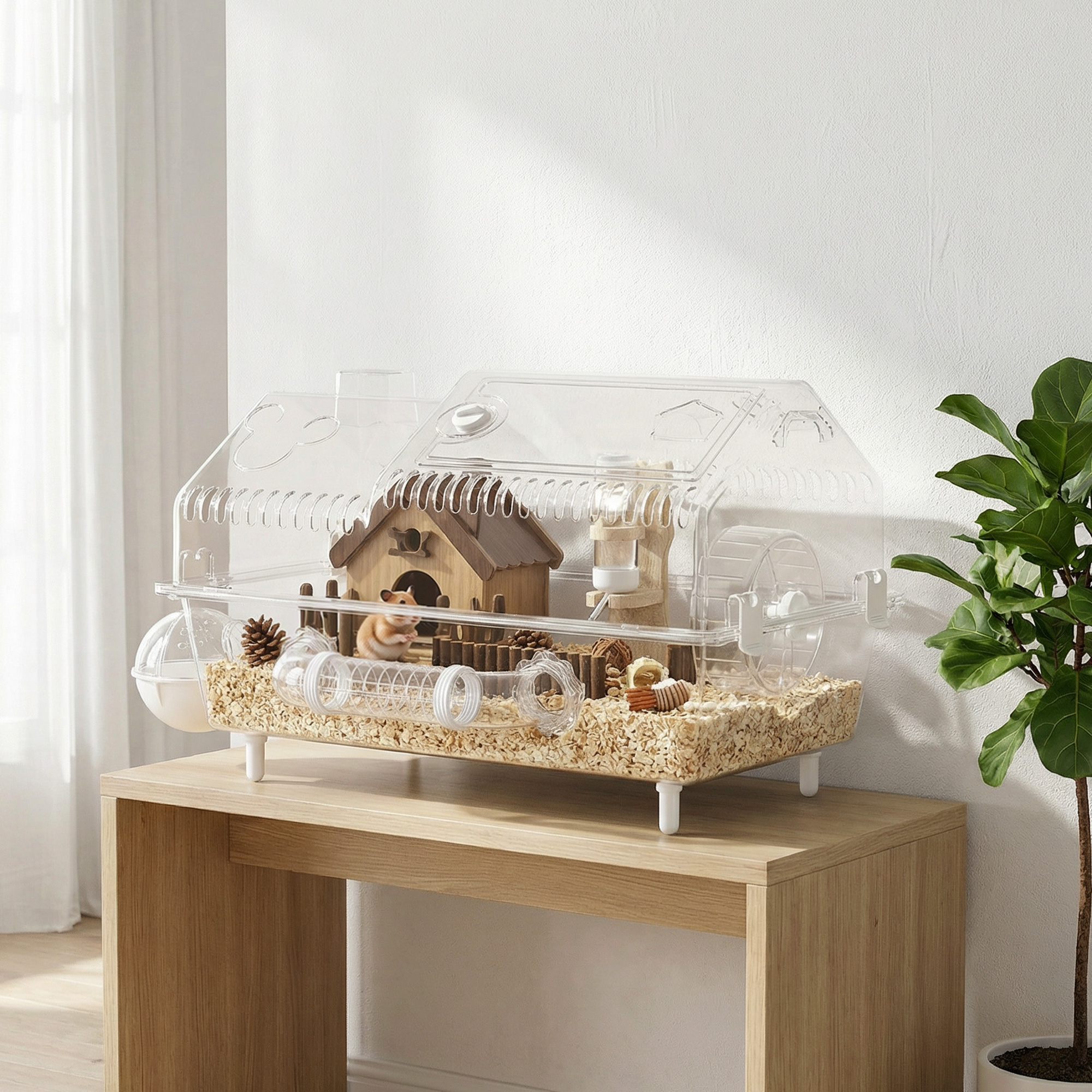 8 in 1 Hamster Cage with All Accessories for Dwarf Hamster, 21.5" x 11.8" x 12.6"