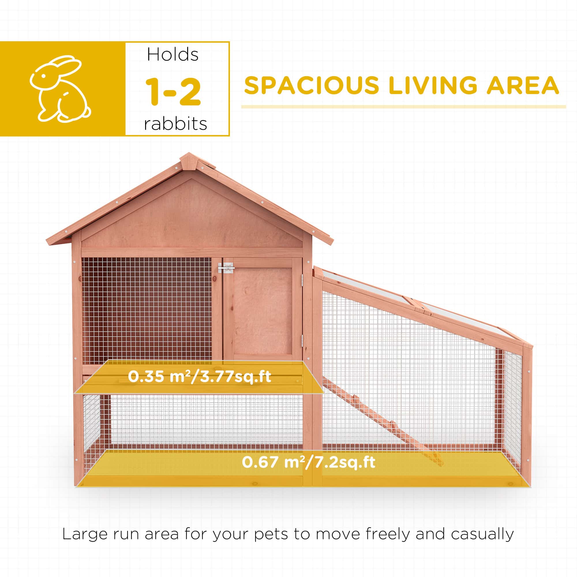 2 Tier Rabbit Hutch Outdoor Bunny House Guinea Pig Cage with Removable Tray, Ramp, Asphalt Roof