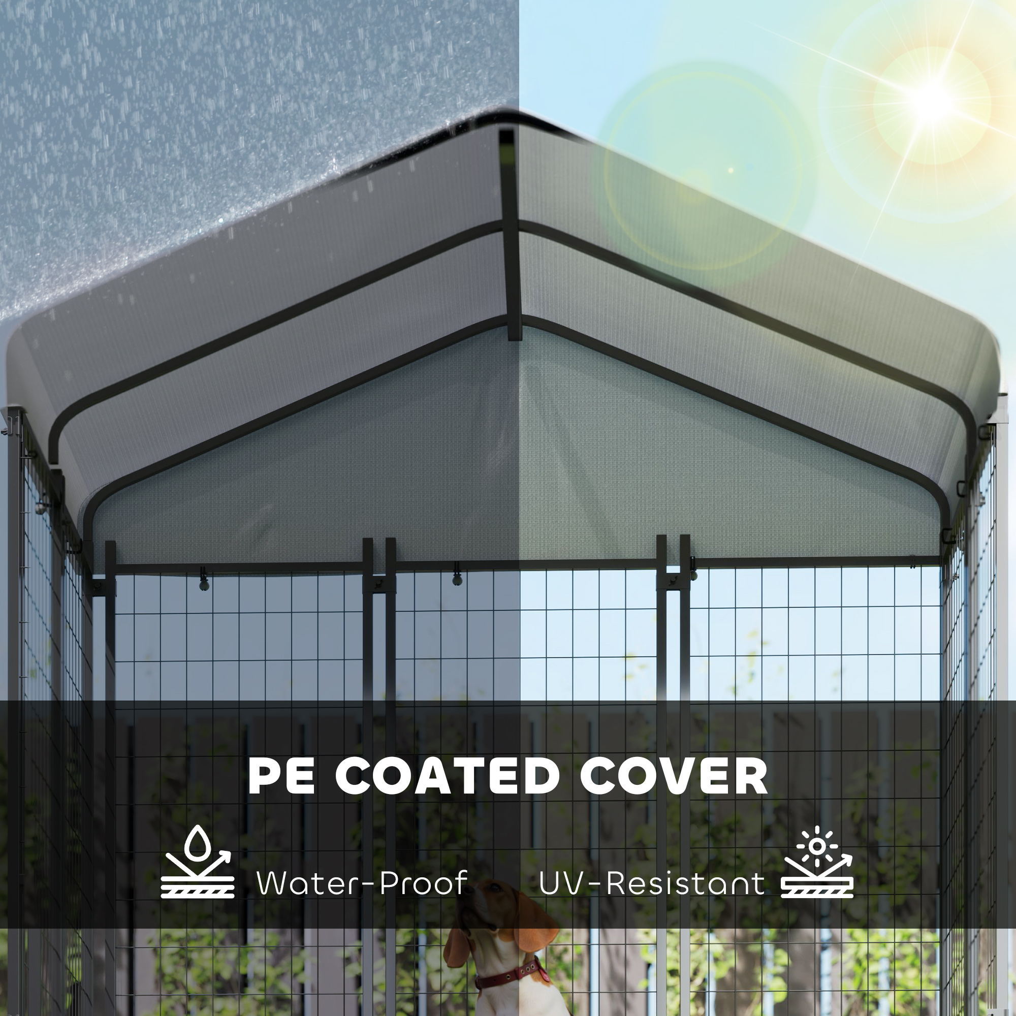 Outdoor Dog Kennel with Waterproof UV-Resistant Cover, 6 x 4 x 6 ft