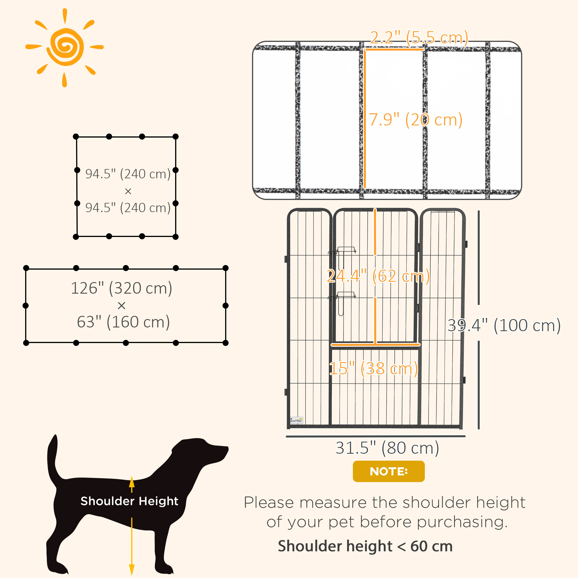 Dog Pen with Gate, 12 Panels Puppy Playpen, Dog Fence, 39"H