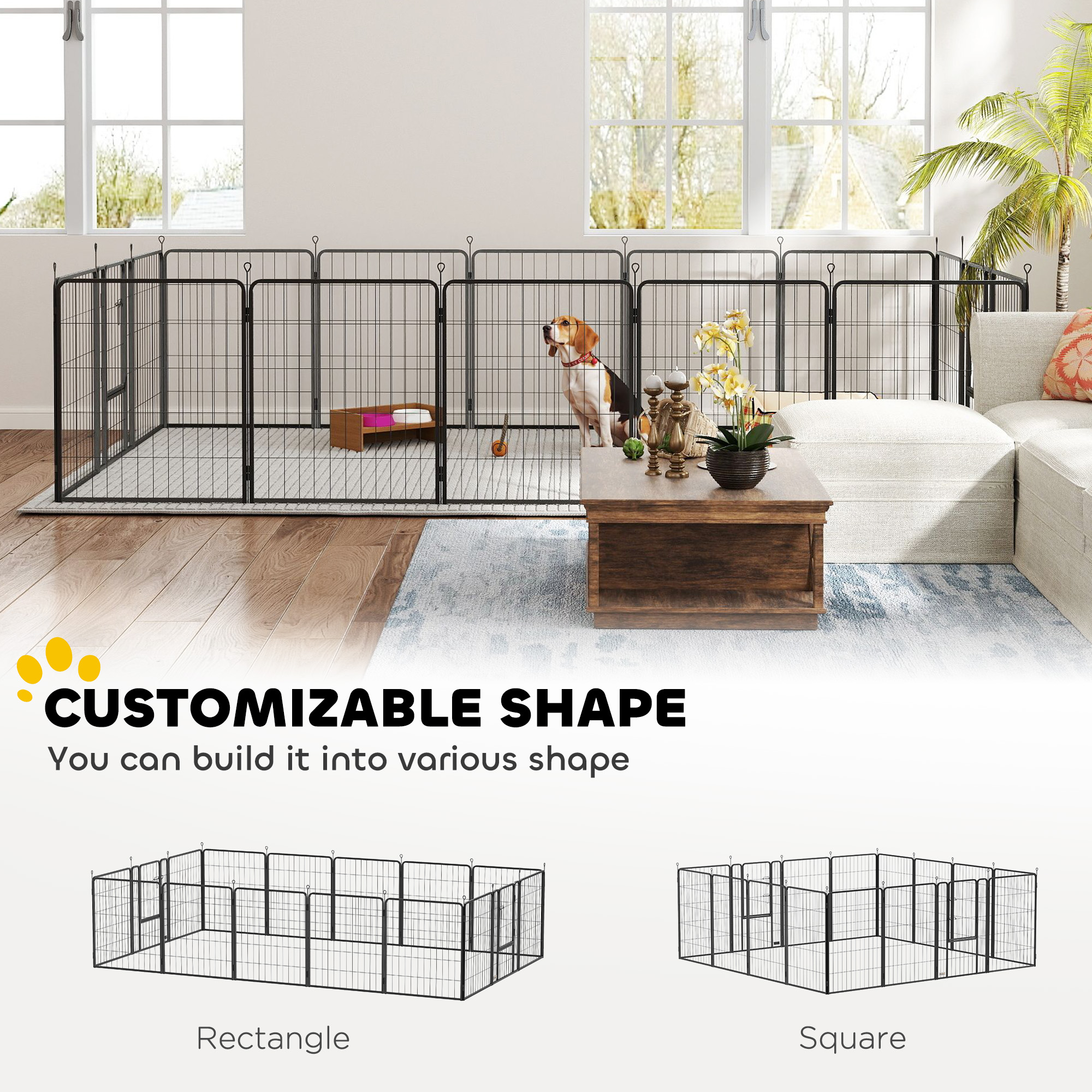 16 Panels Dog Playpen with Strap, Portable & DIY, for Medium Dogs, for Yard, RV, Camping, Garden, 31.5" H - Image 5