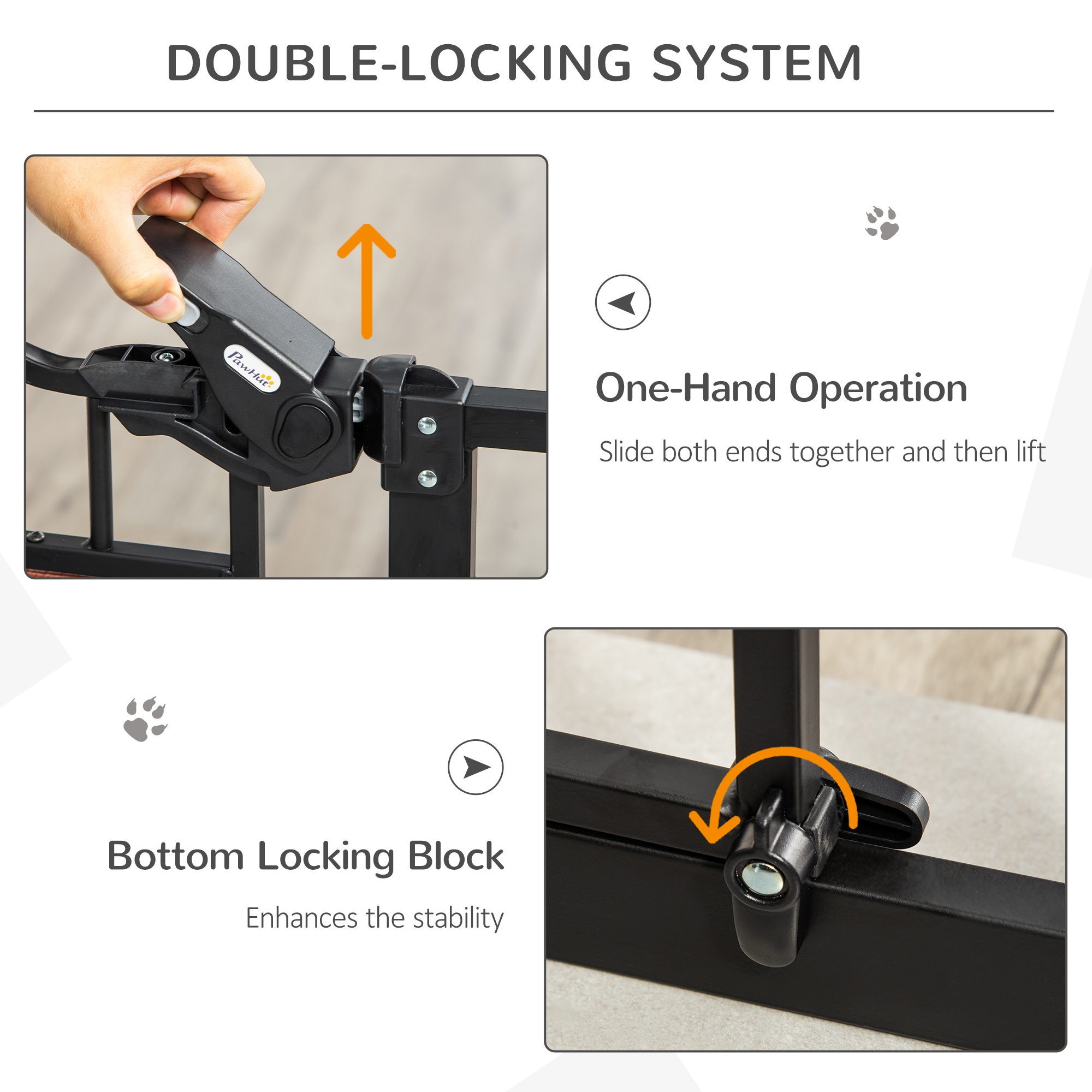 29.1''-31.5'' Extra Wide Dog Gate with Cat Door, 30"H Stair Gate with Extension, Wall Cups, Pressure Fit, Auto Close, Double Locking, for Doorways, Hallways, Stairs, Black