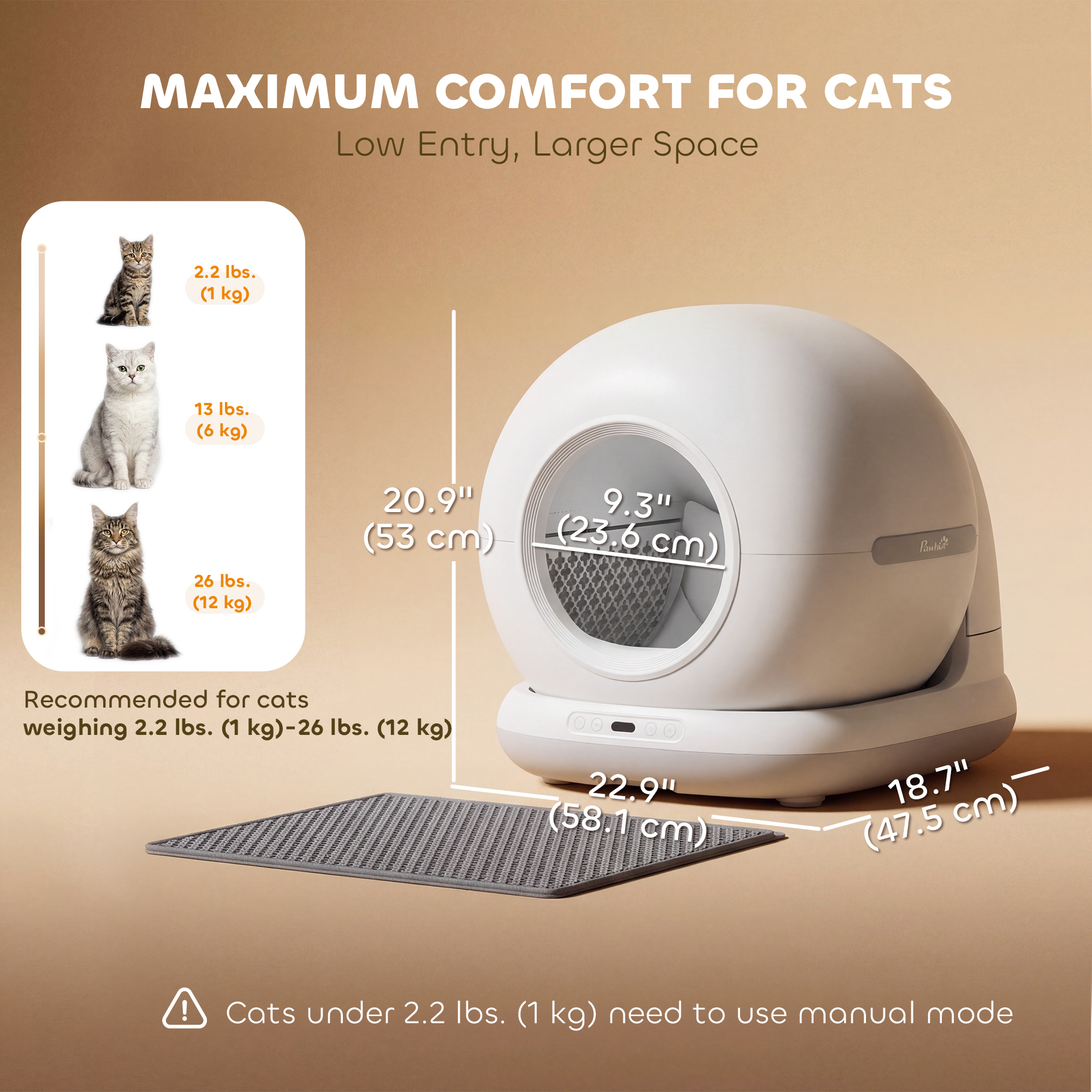 72L Automatic Litter Box, Self Cleaning Litter Box, App Control, Odor & Noise Control, Safety Sensors, Deodorant Gel