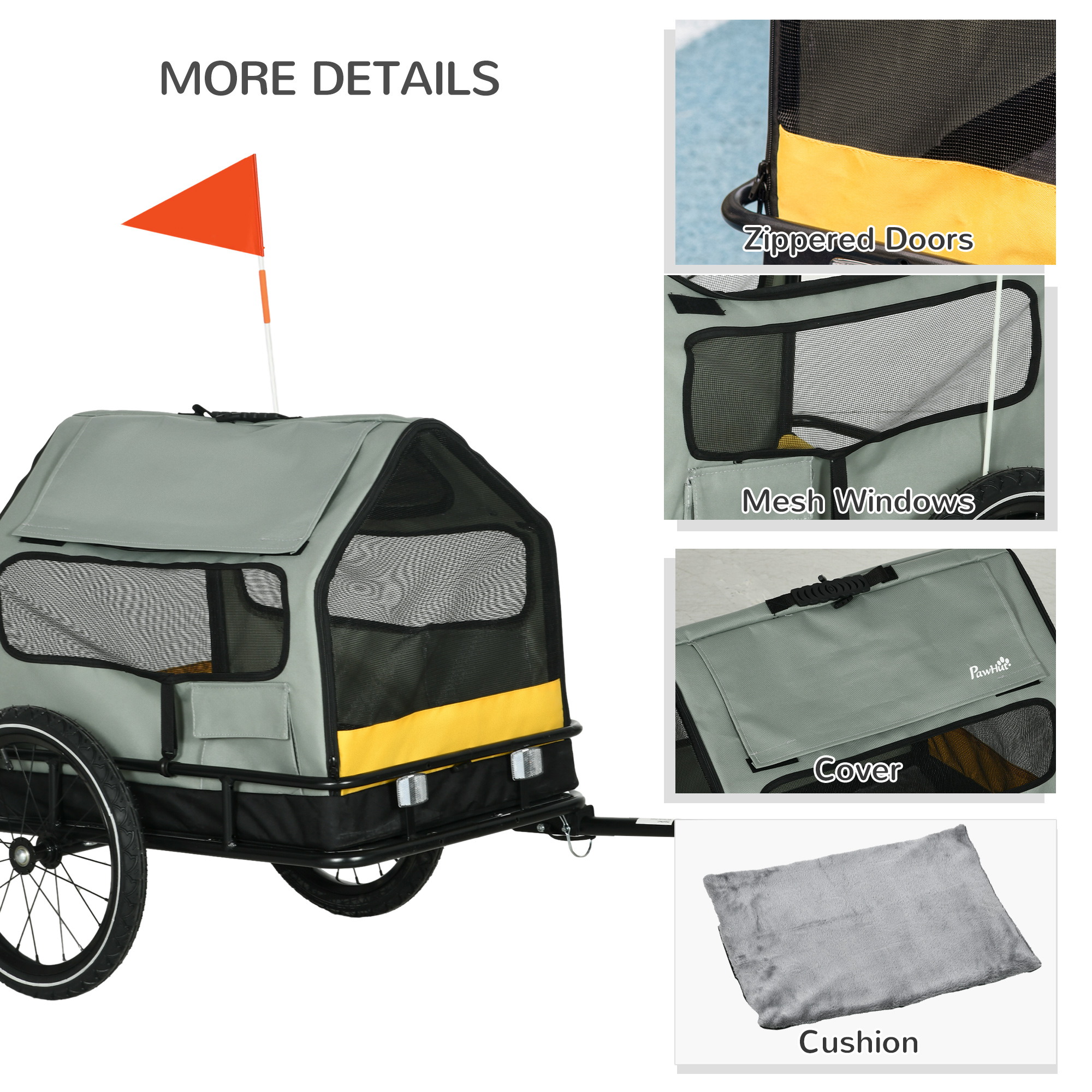 3 in 1 Dog Bike Trailer, Pet Cargo, Pet Bed with Safety Leash, Hitch, Quick-Release Wheels, Cushion for Small Dogs