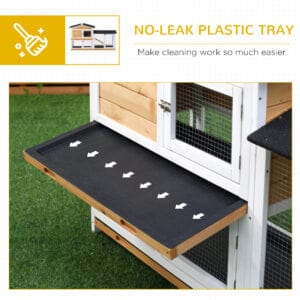 2-tier Wood Rabbit Hutch Backyard Bunny Cage Small Animal House w/ Ramp and Outdoor Run, Yellow