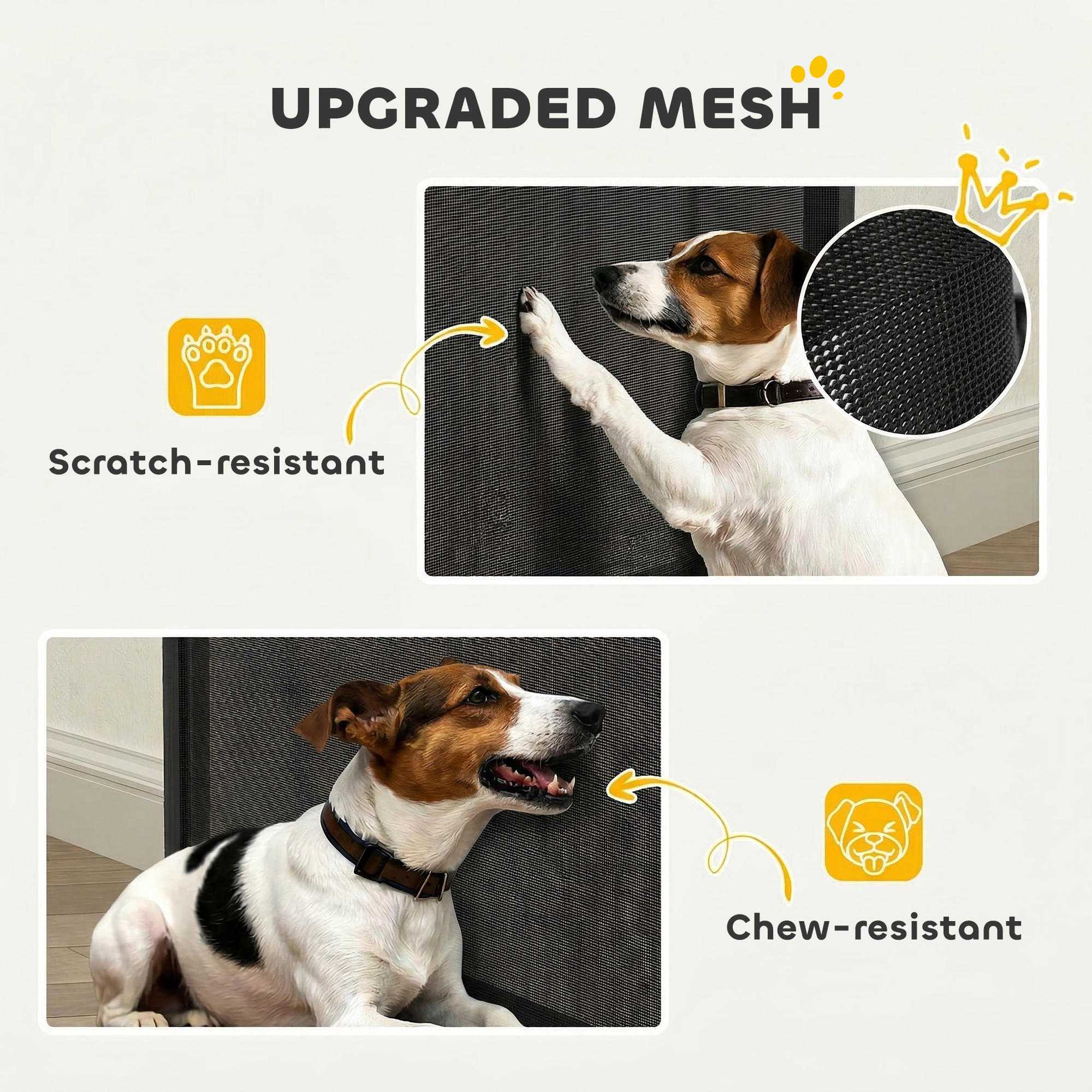 Retractable Dog Gate, 36.6" Tall, Extends to 55" Wide, Mesh Pet Gate with Single Hand Operation, for Stairs, Doorways