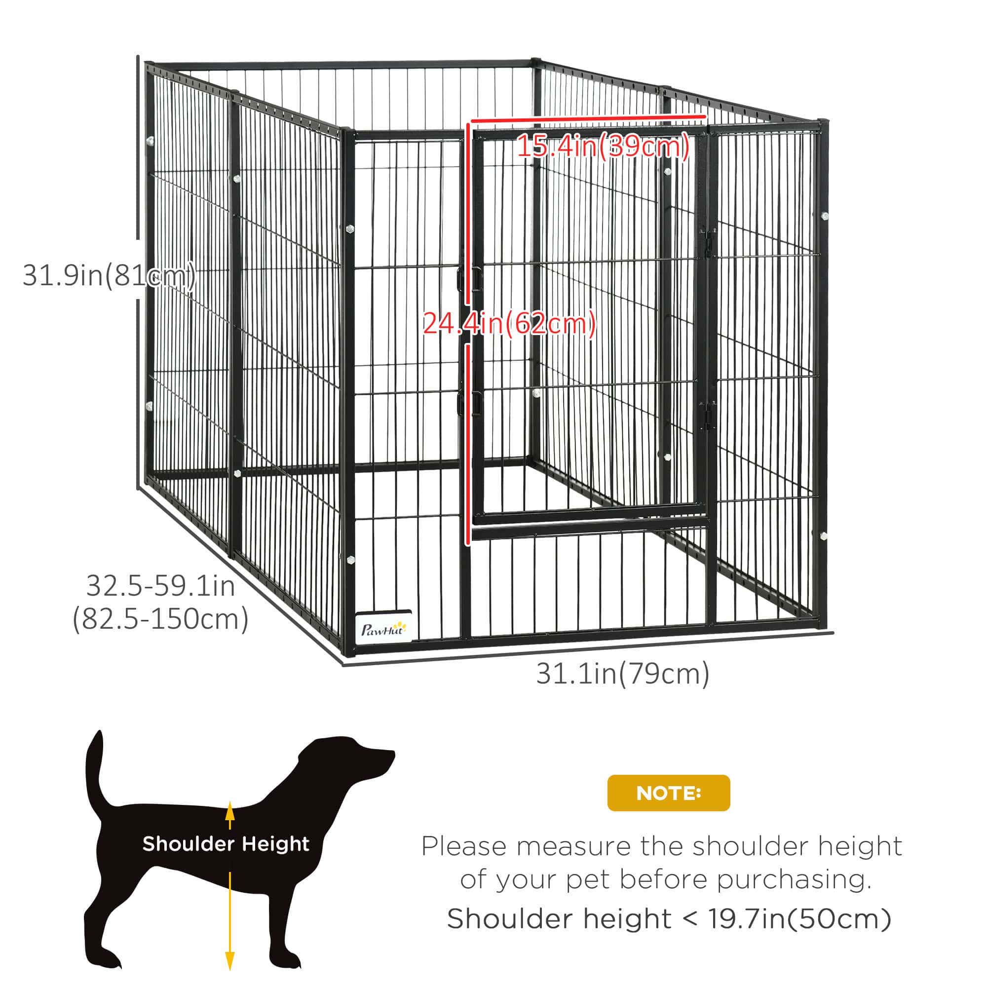 6 Panel 32.5" - 59" x 32" Dog Playpen, Heavy Duty Pet Playpen for Indoor Outdoor, Small and Medium Dogs