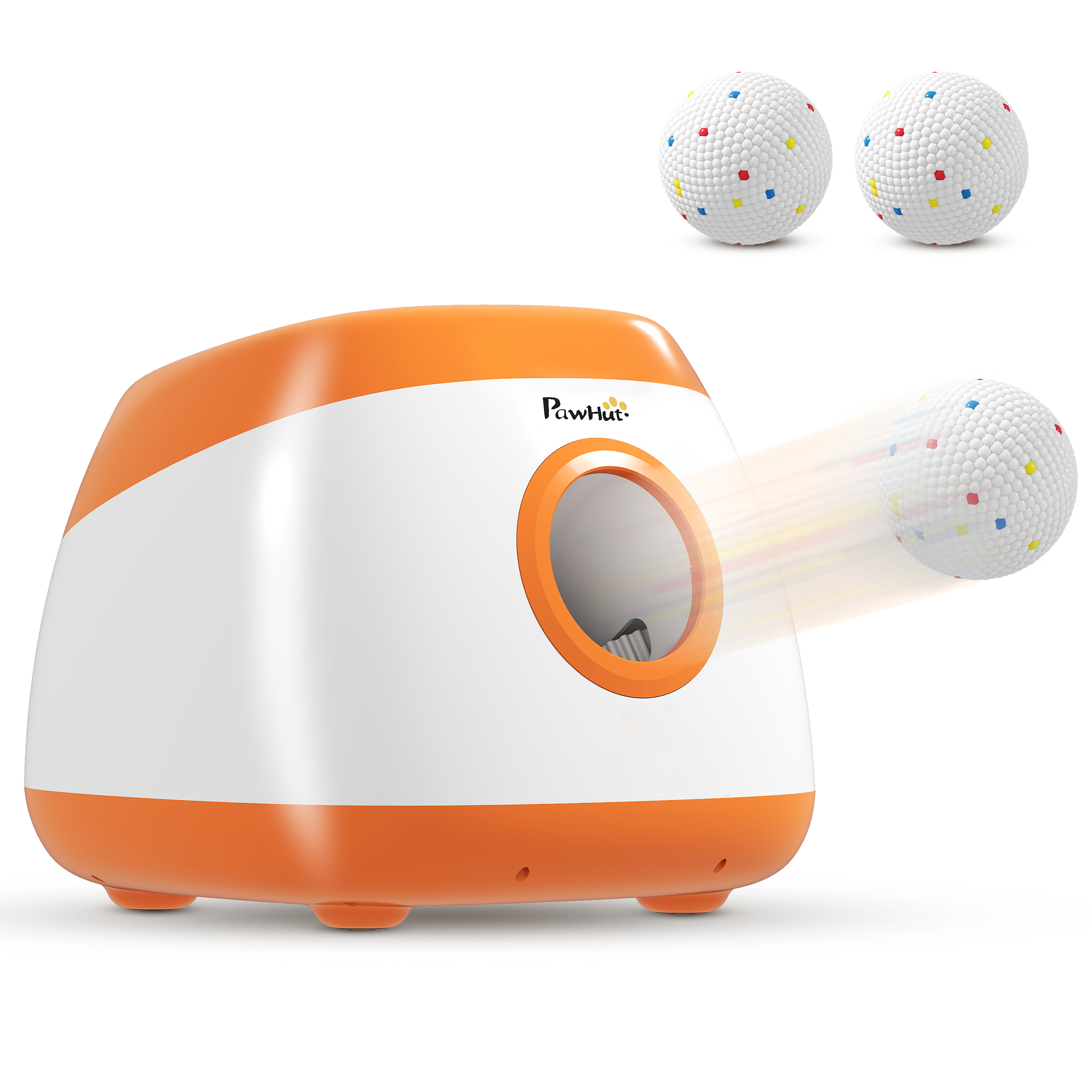 Automatic Dog Ball Launcher, Automatic Ball Launcher with 3 ETPU Balls, 26-79ft, for Medium and Large Dogs, Orange
