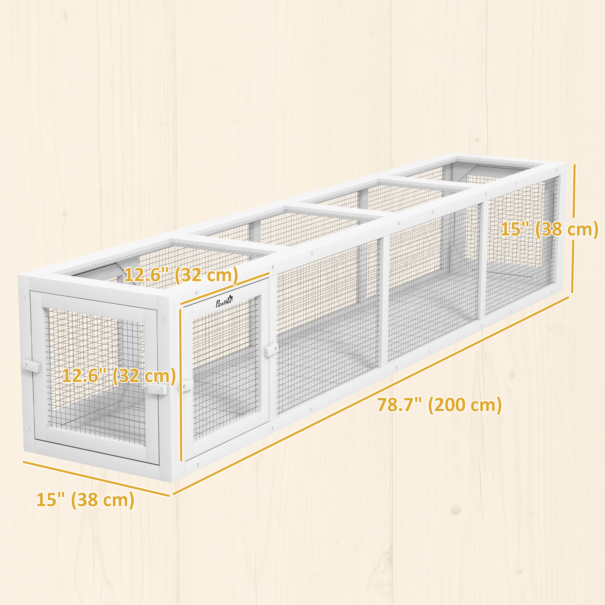 79" Long Cat Tunnel, Cat shelter L- Shape with Extendable Design, Cat Enclosure for Indoor/Outdoor Use, White