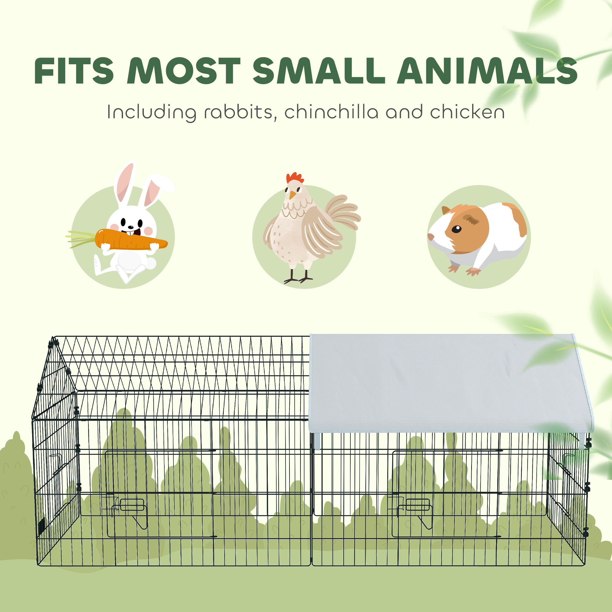 73" Small Animal Cage with Roof, Indoor/Outdoor Use, for Chicken, Rabbits, Chinchillas, Silver - Image 6