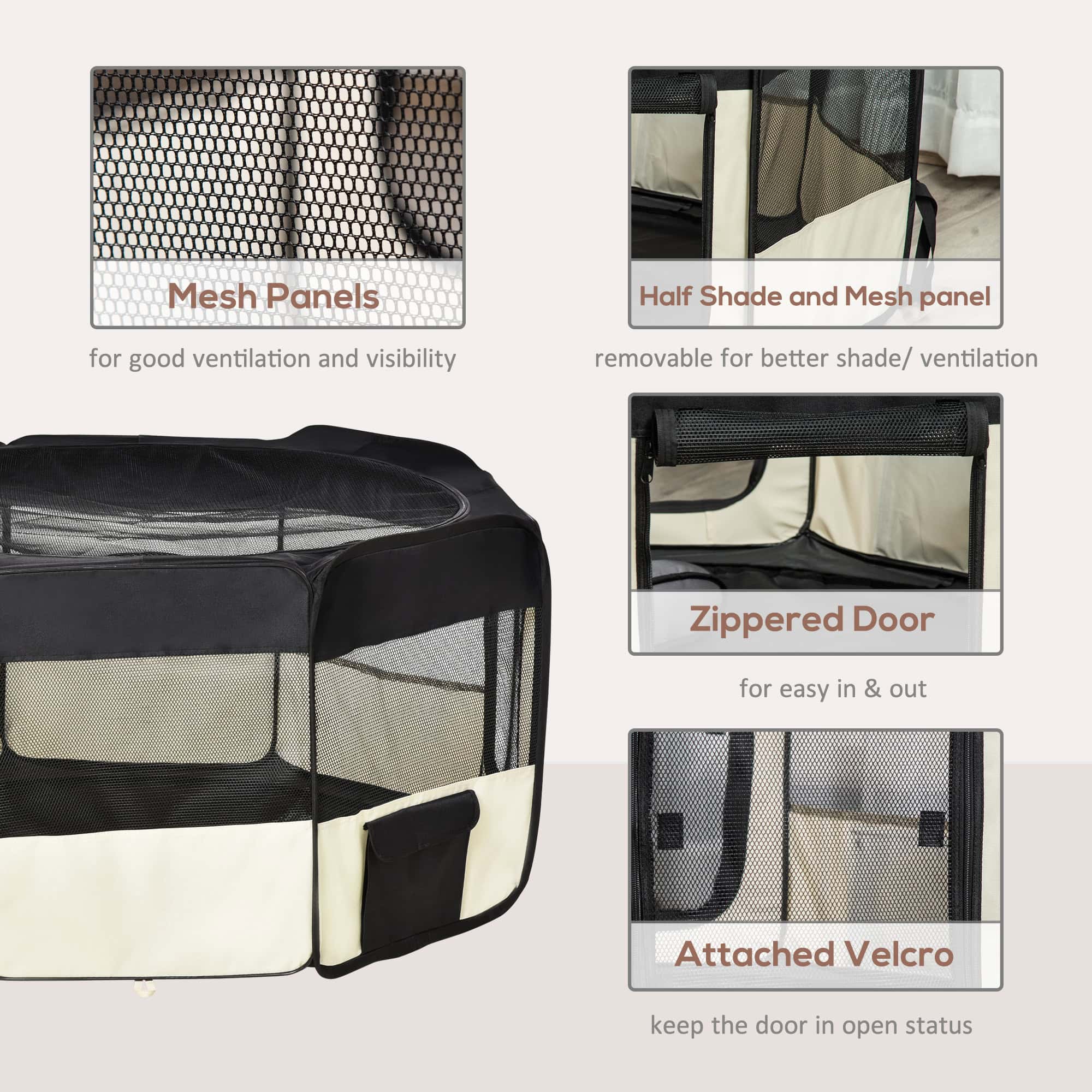 49.2-inch Soft Pet Playpen Folding Dog Pen Outdoor with Bag