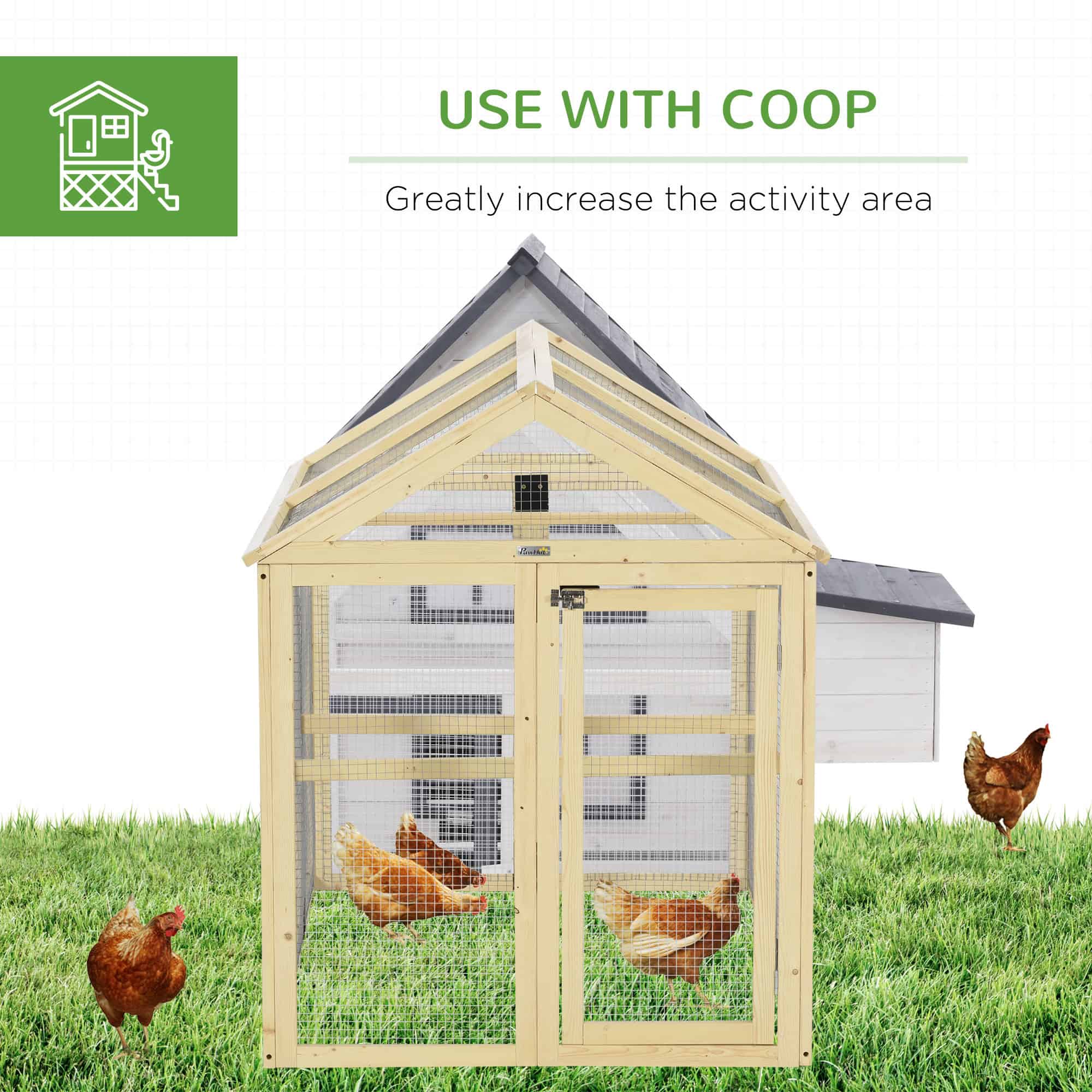 Chicken Run Expandable Outdoor Large Chicken Coop with 2 Doors and 3 Perches for 1–3 Chickens