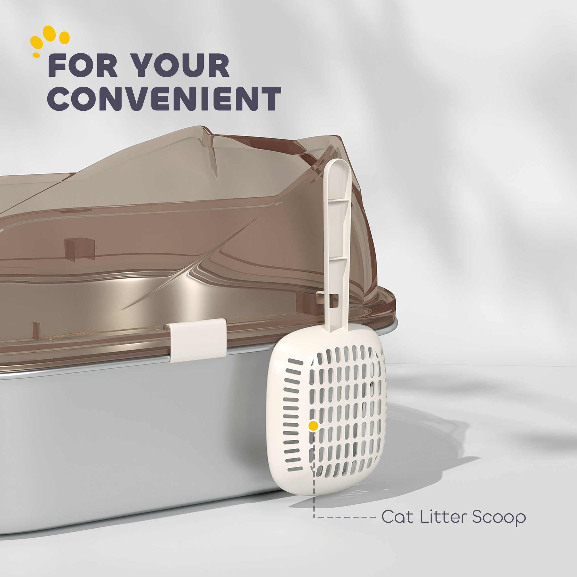 Stainless Steel Cat Litter Box with High Sided Enclosure, Step, Scoop, Non-Sticky & Anti-Urine Leakage, Easy Cleaning