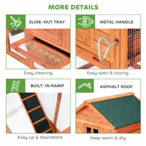 123" Extra Large Chicken Coop Wooden Poultry House Rabbit Hutch Hen Backyard with Outdoor Run Ramps and Nesting Boxes, Orange