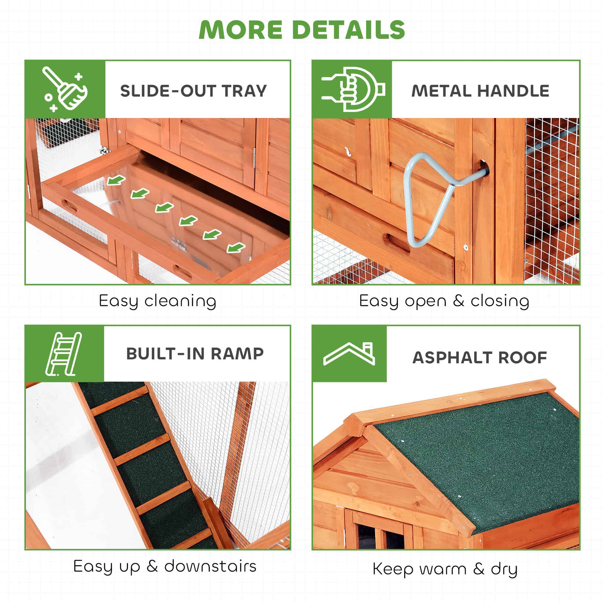 123" Extra Large Chicken Coop Wooden Poultry House Rabbit Hutch Hen Backyard with Outdoor Run Ramps and Nesting Boxes, Orange - Image 7