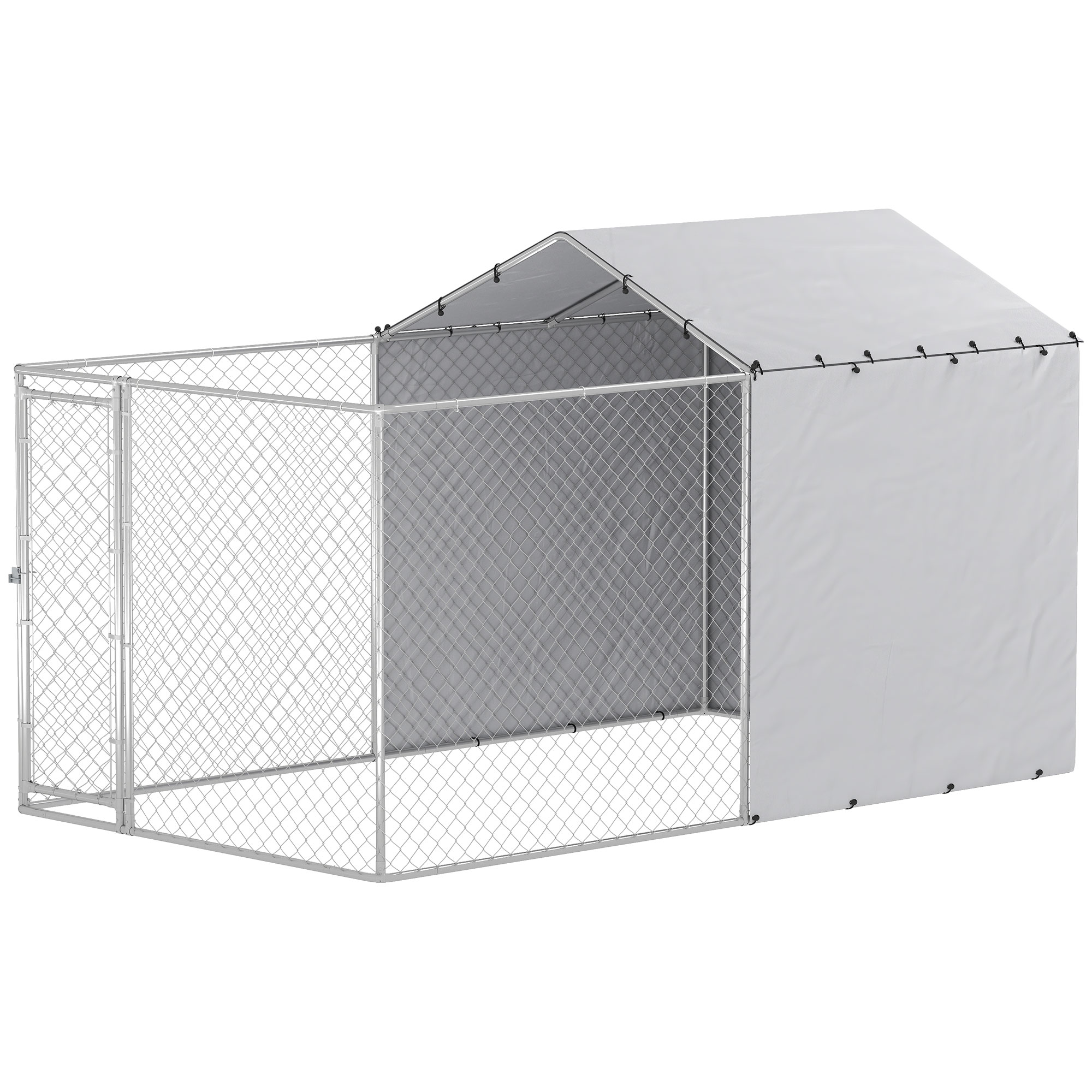 Galvanized Steel Dog Kennel Outdoor with Waterproof & UV-Resistant Cover for Large Dogs, 13.1' x 7.5' x 7.5'
