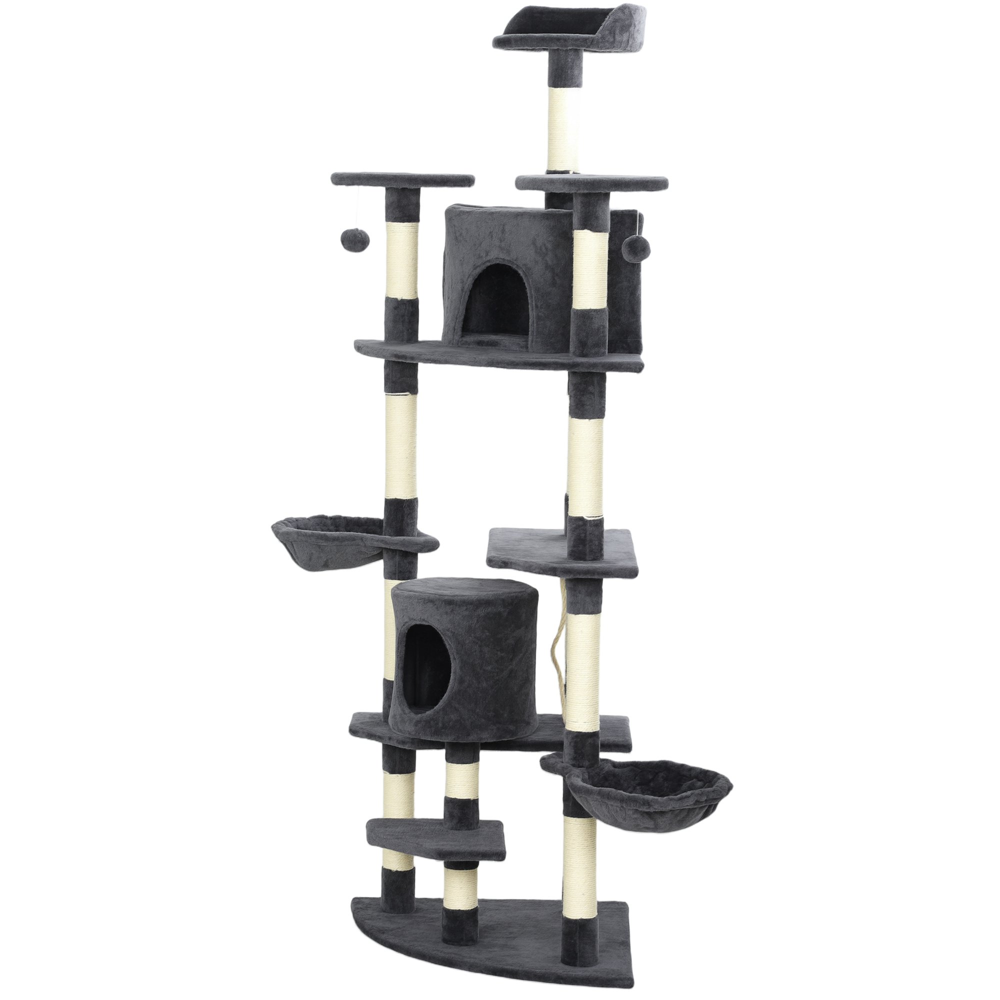 79" Scratching Kitten Tree Condo Kitten Scratch Activity Center Toys Dark Grey