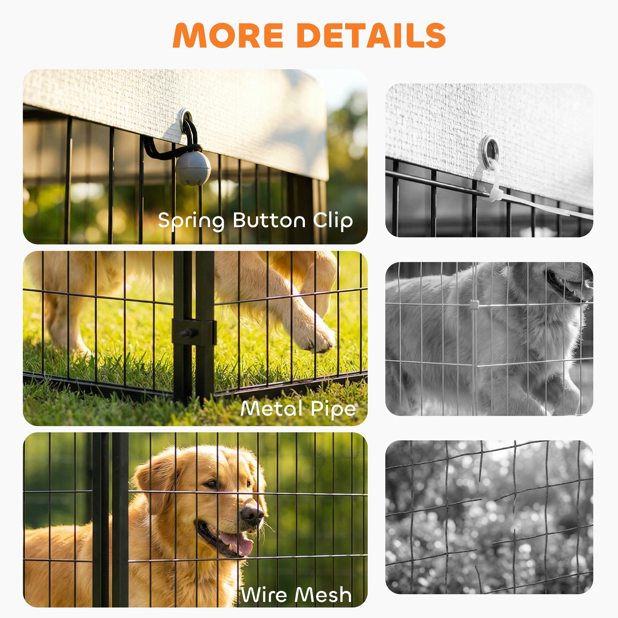 Outdoor Dog Kennel with Roof, 8' x 4' x 6' Heavy Duty Welded Wire Dog Playpen Enclosure with Escape-proof Lock - Image 6
