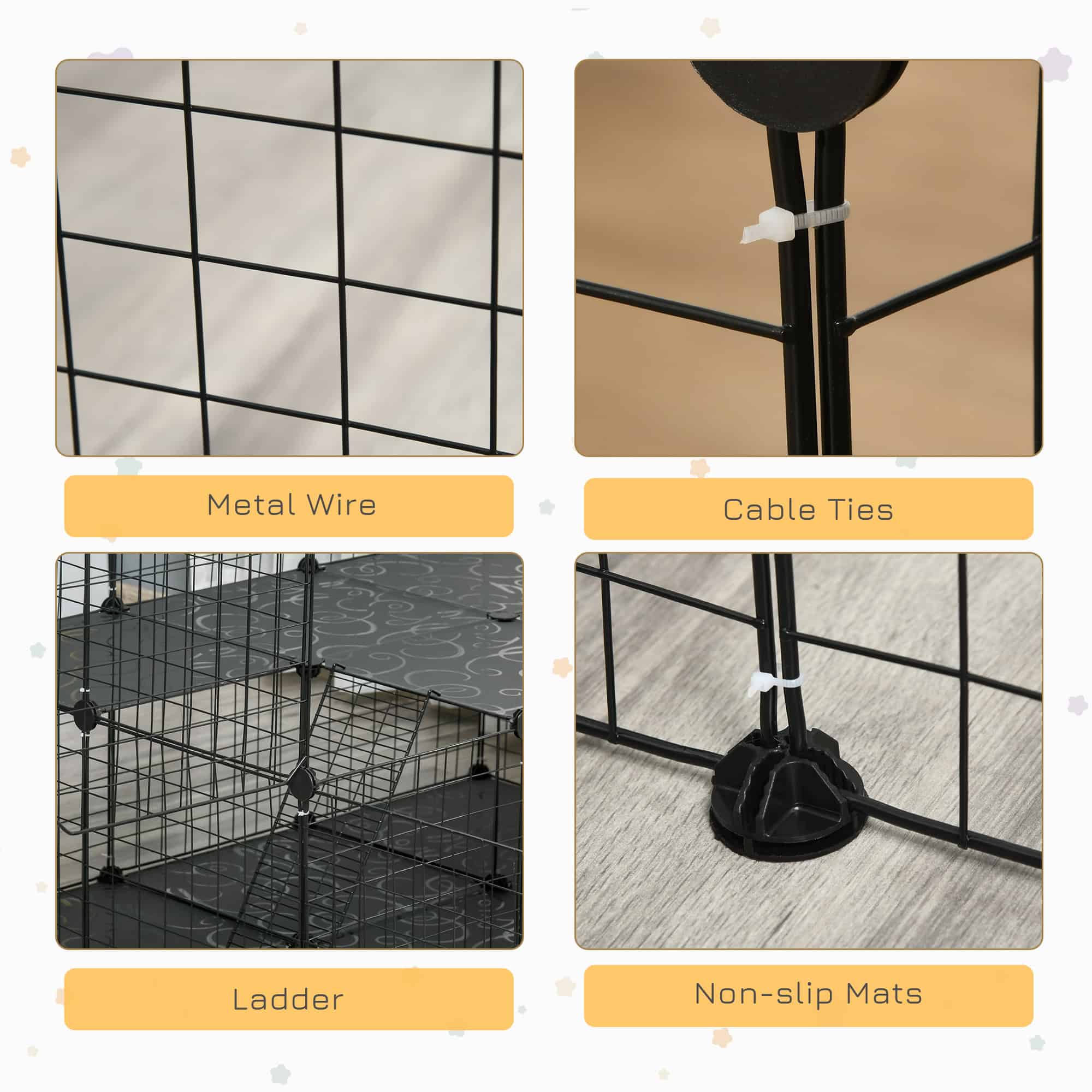 46 Panels Pet Playpen, DIY Small Animal Playpen, Indoor Portable Pet Fence for Guinea Pigs, Bunny, Rabbits, Hamsters, Hedgehogs