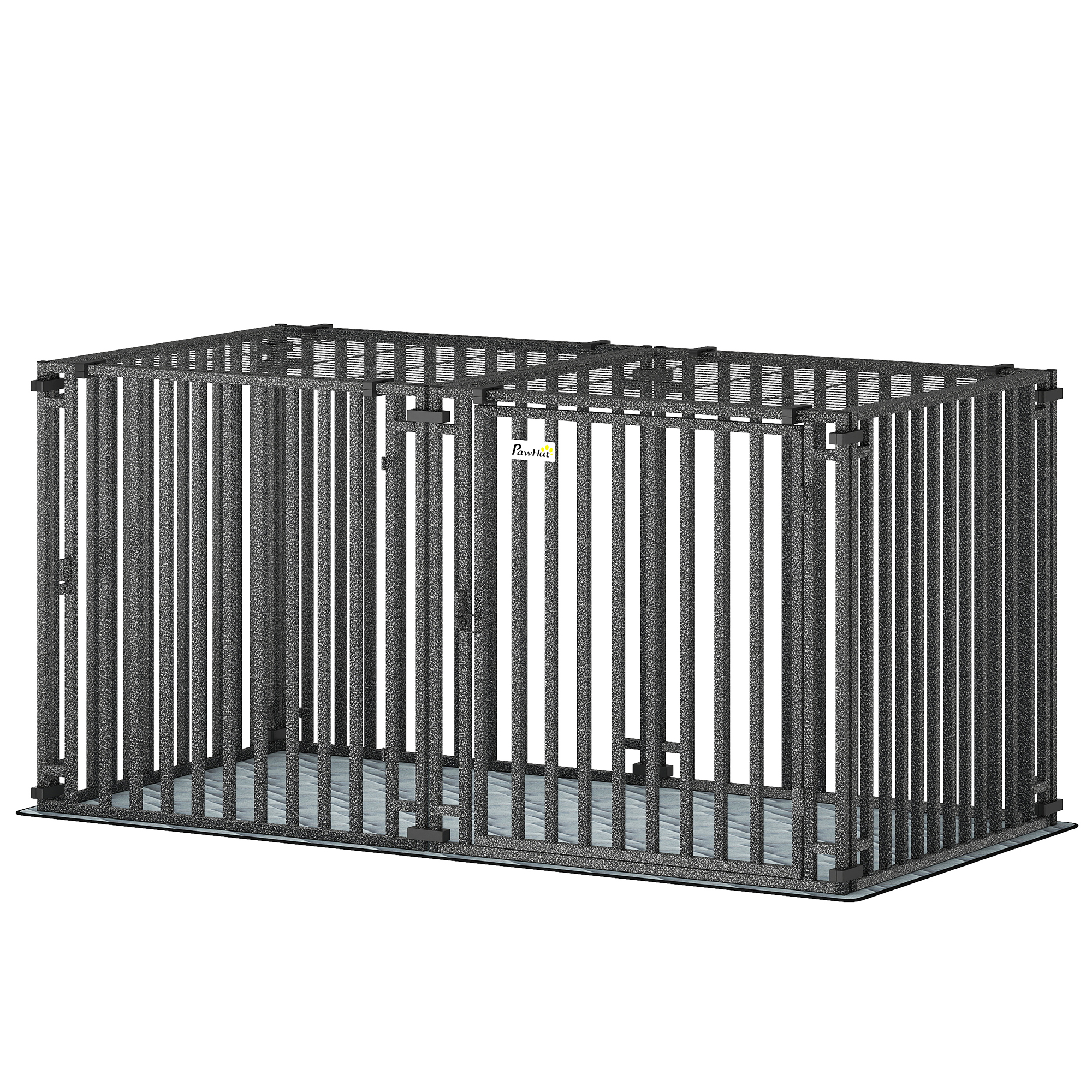 55 Inch Heavy Duty Dog Crate, Extra Large Metal Dog Cage Kennel with Mat for Large Breeds, Modular Puppy Playpen