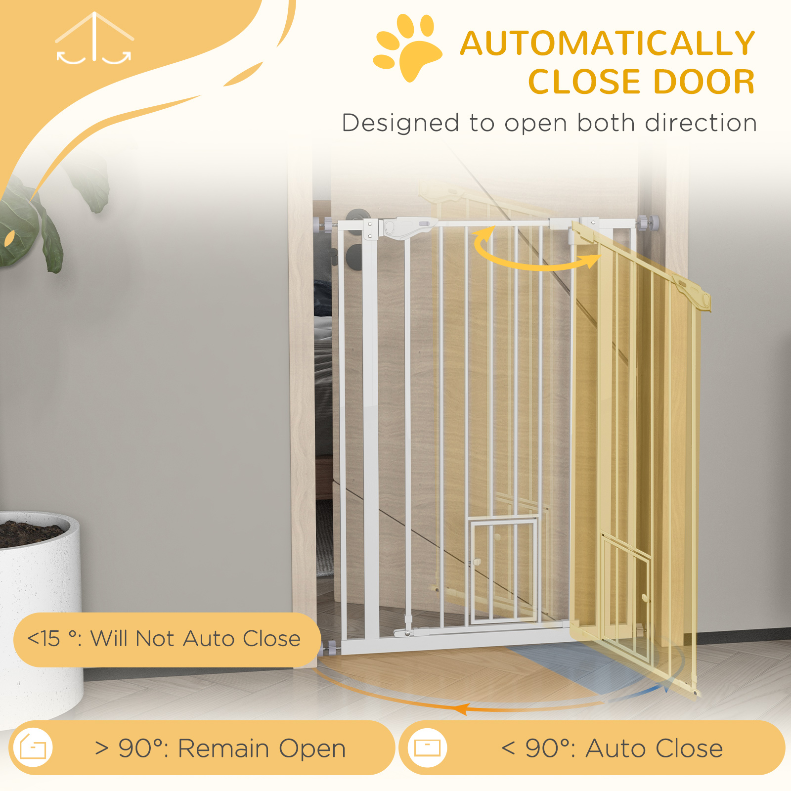 41" Easy Open Indoor Dog Gates for Doorways, House, Stair - White