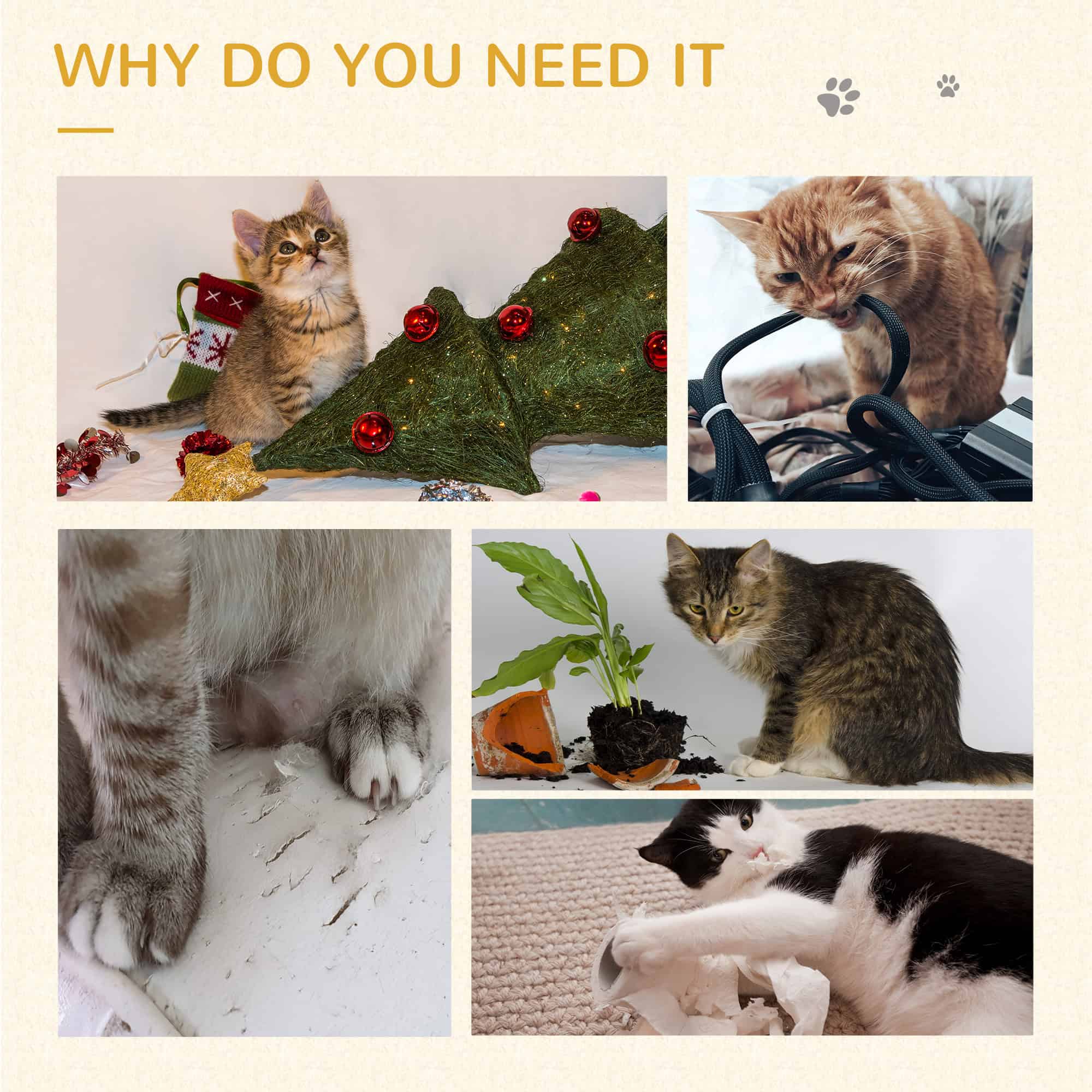 Cat Tree with Scratching Post, Toy Ball, Perch, Small Cat Tower for Indoor Cats - 16" x 16" x 19", Beige